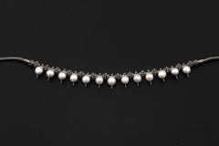 Pearl Beaded Necklace 925 Sterling Silver Balinese Beadwork Snake Chain Heart Crown Chakra Jewelry Gift