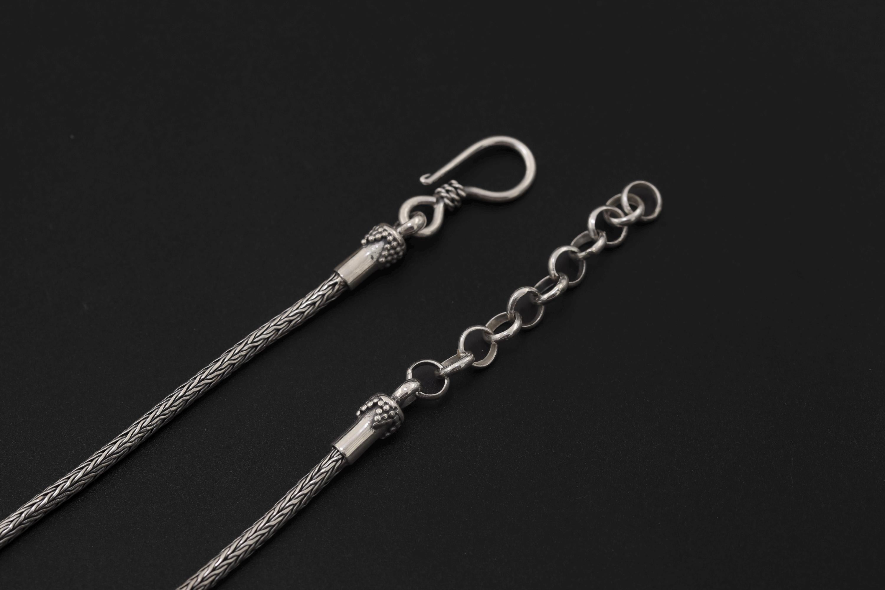 Pearl Beaded Necklace 925 Sterling Silver Balinese Beadwork Snake Chain Heart Crown Chakra Jewelry Gift