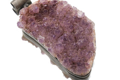 Raw Amethyst Druzy Pendant, Oxidized Sterling Silver, Natural Crystal Necklace