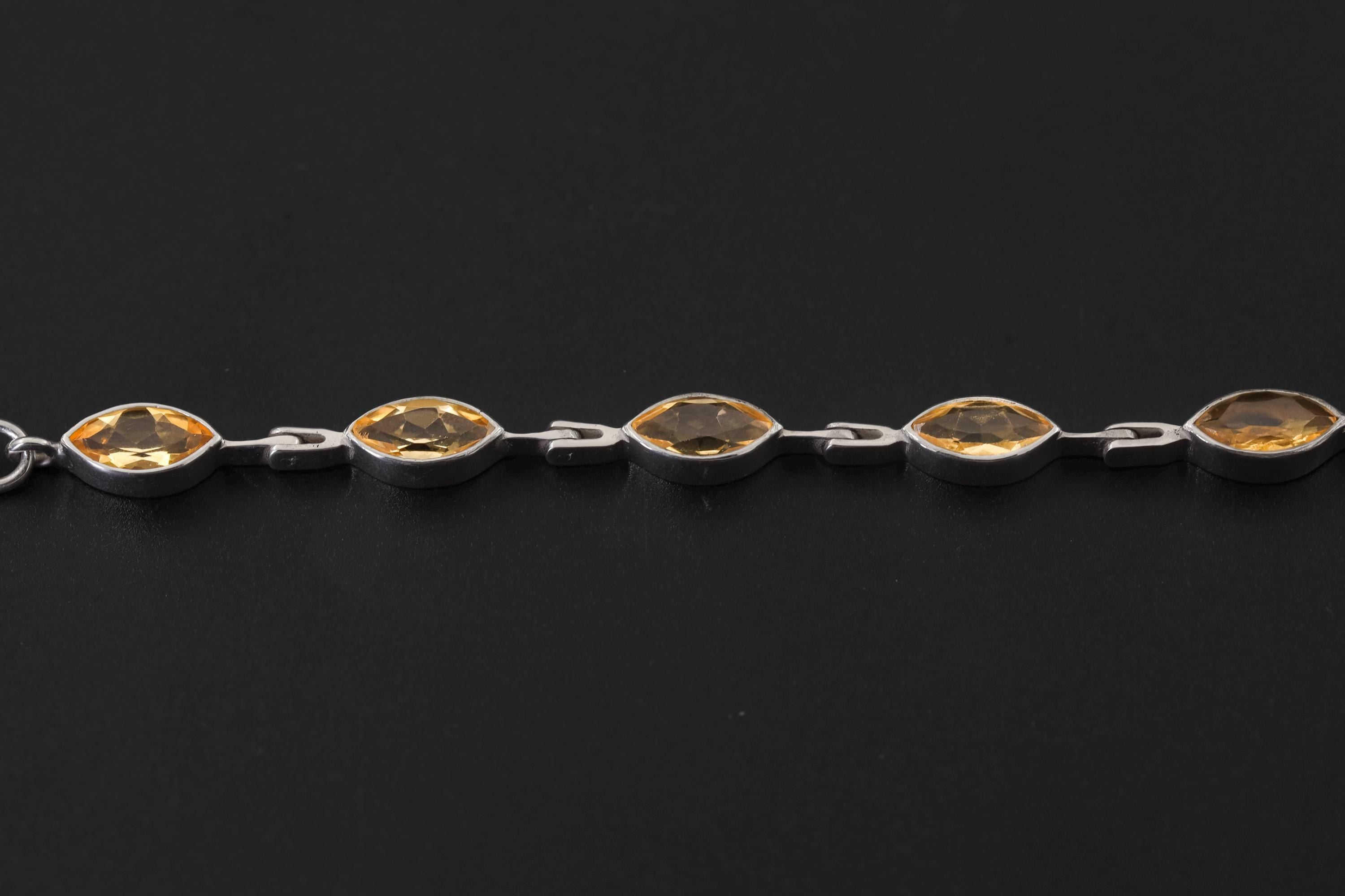 Citrine Bracelet 925 Sterling Silver Natural Non Heat Treated Faceted Marquise Gemstone Solar Plexus Chakra Jewelry Gift
