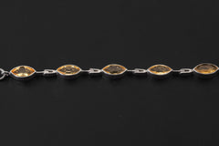 Citrine Bracelet 925 Sterling Silver Natural Non Heat Treated Faceted Marquise Gemstone Solar Plexus Chakra Jewelry Gift