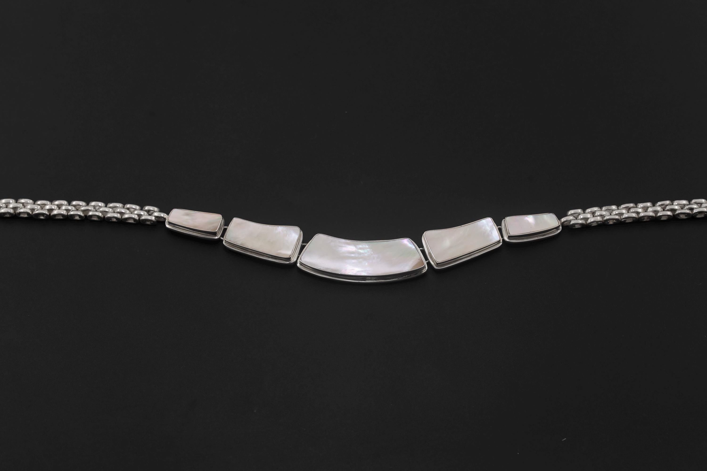 Handmade Mother of Pearl Necklace, 925 Sterling Silver Chain, Minimalist Ocean Shell Jewelry