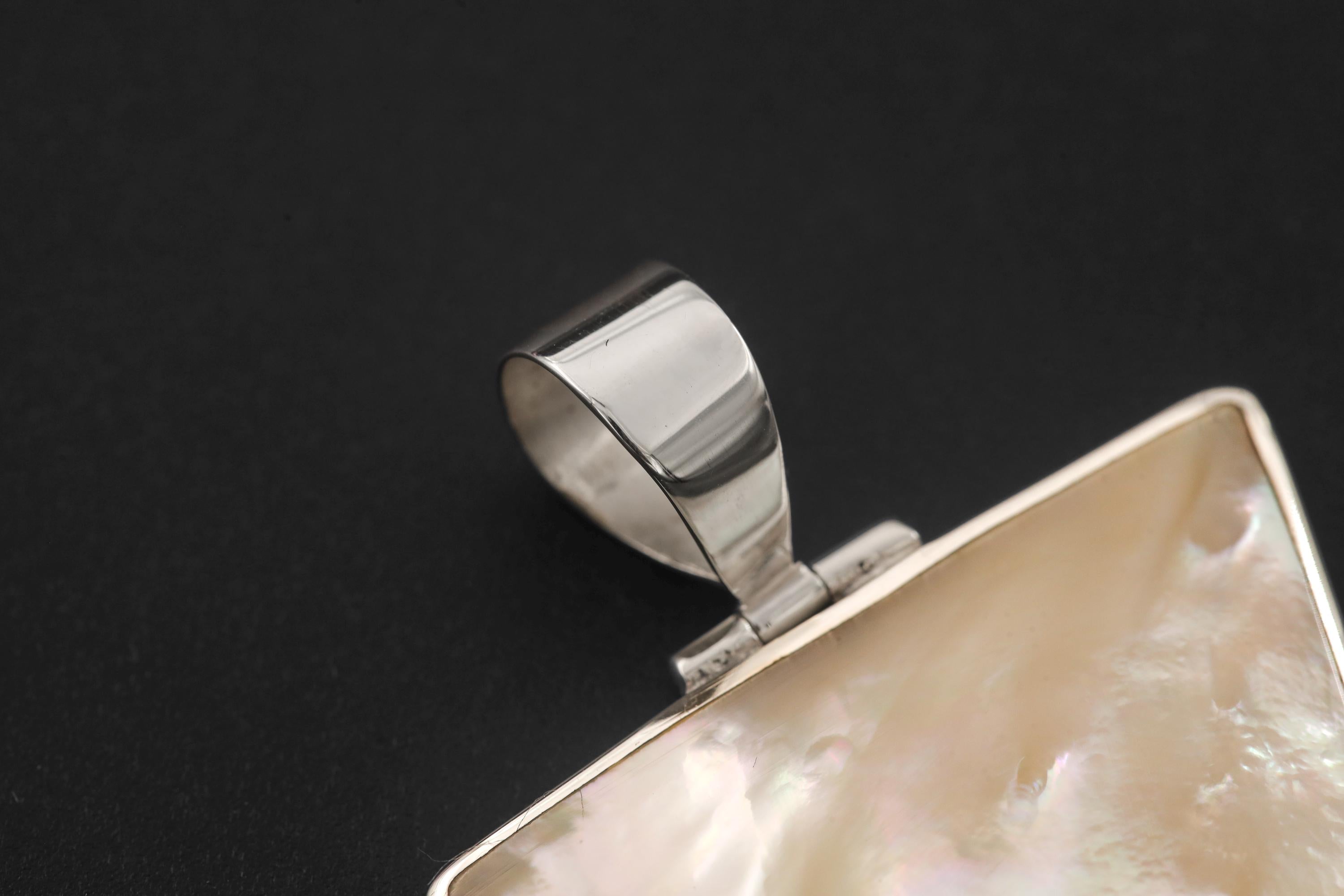 Triangular Mother of Pearl Pendant 925 Sterling Silver Shell Necklace Charm Ocean Jewelry Gift