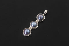 Triple Black Pearl Pendant Sterling Silver 925 Minimalist Drop Necklace Ocean Talisman Elegant Jewelry Gift