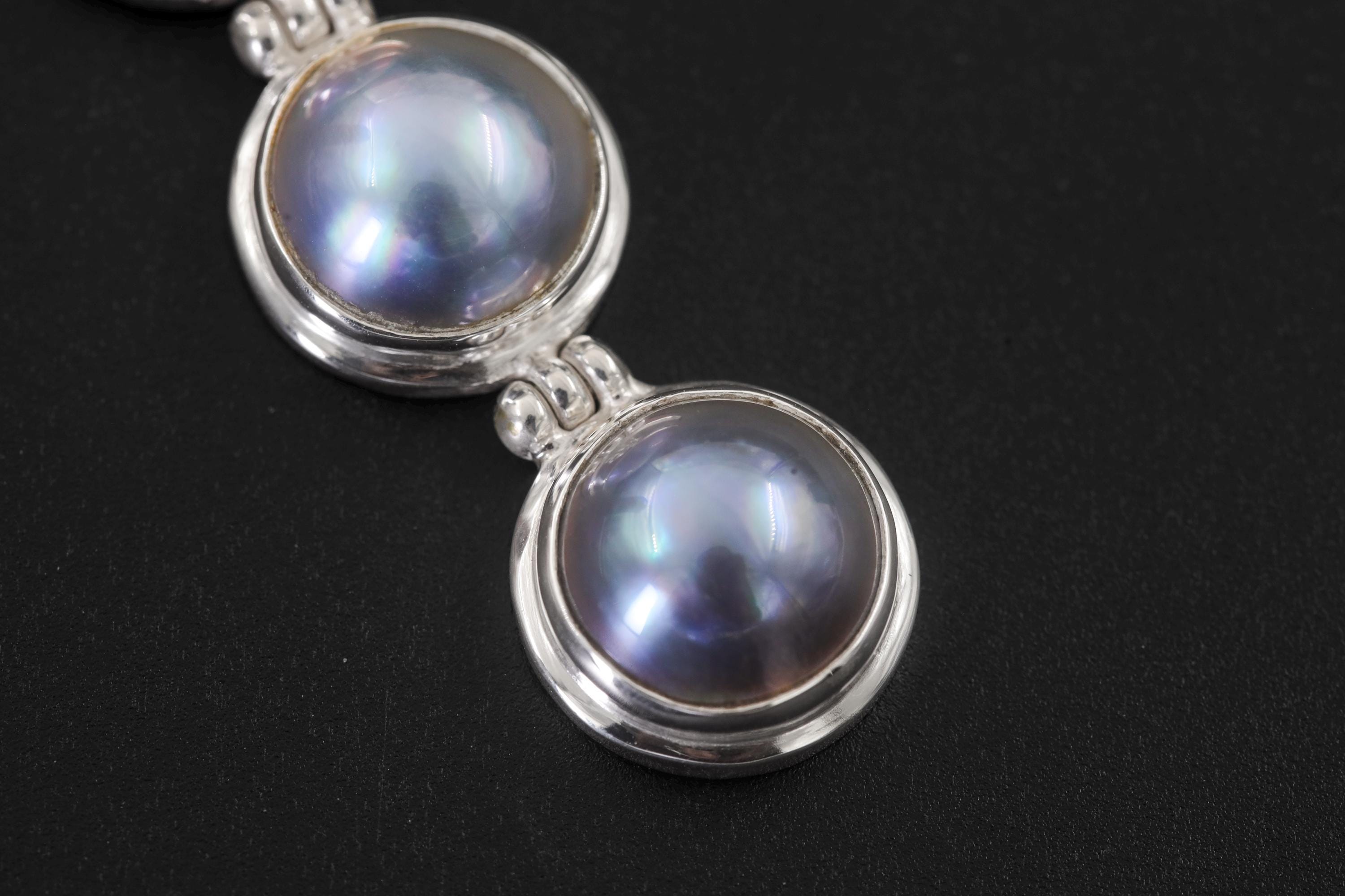 Triple Black Pearl Drop Pendant, 925 Sterling Silver, Elegant Minimalist Ocean Jewelry