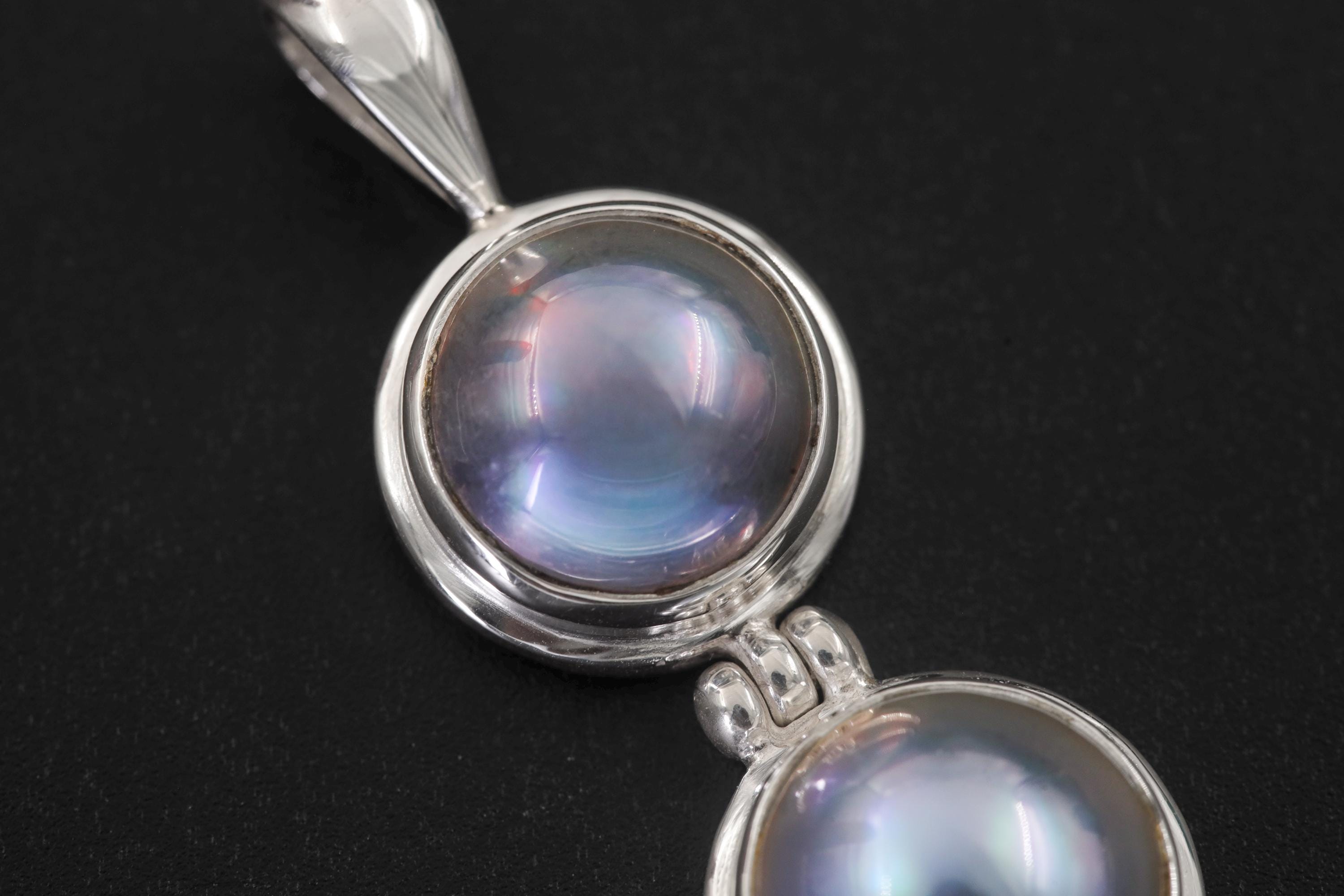 Triple Black Pearl Drop Pendant, 925 Sterling Silver, Elegant Minimalist Ocean Jewelry