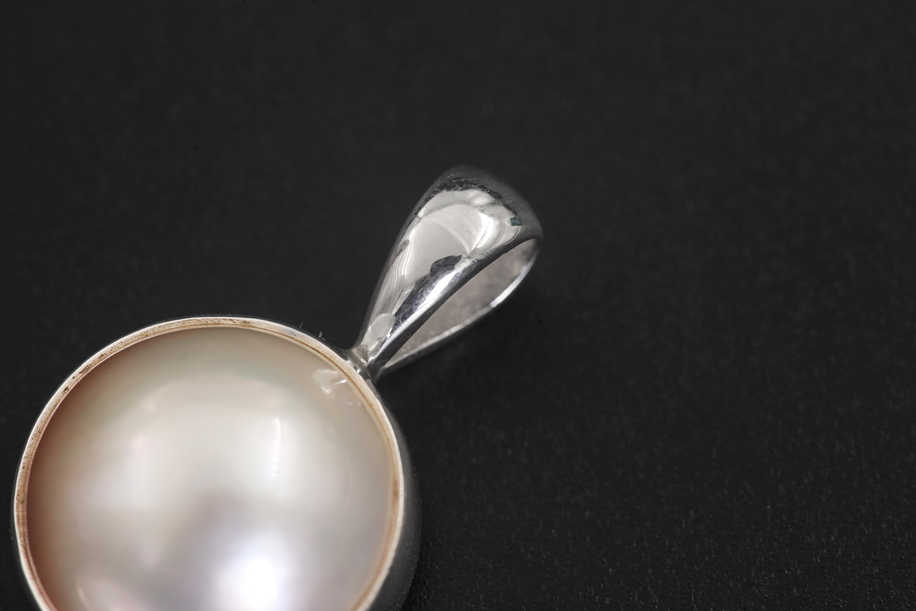 Triple Pearl Drop Pendant Necklace, 925 Sterling Silver, Round and Teardrop Pearls