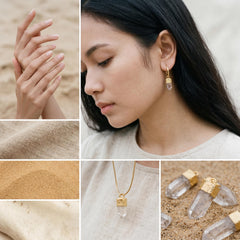 Gold Plated Lemurian Quartz Hoop Earrings: Australian Crystal