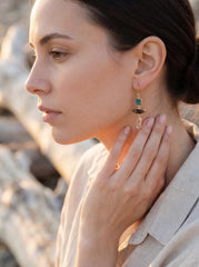 Handmade Blue Apatite Petroleum Quartz Earrings, Gold Vermeil Sterling Silver, Boho Statement Jewelry