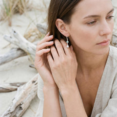 Sterling Silver Hoop Earrings: Ethiopian Opal & Pearl Dangle Earrings