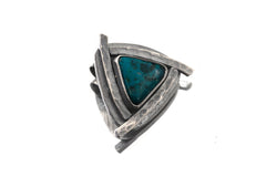Triangle of Serenity - Silicated Chrysocolla - Stack Pendant - Textured & oxidised - 925 Sterling Silver - Crystal Pendant