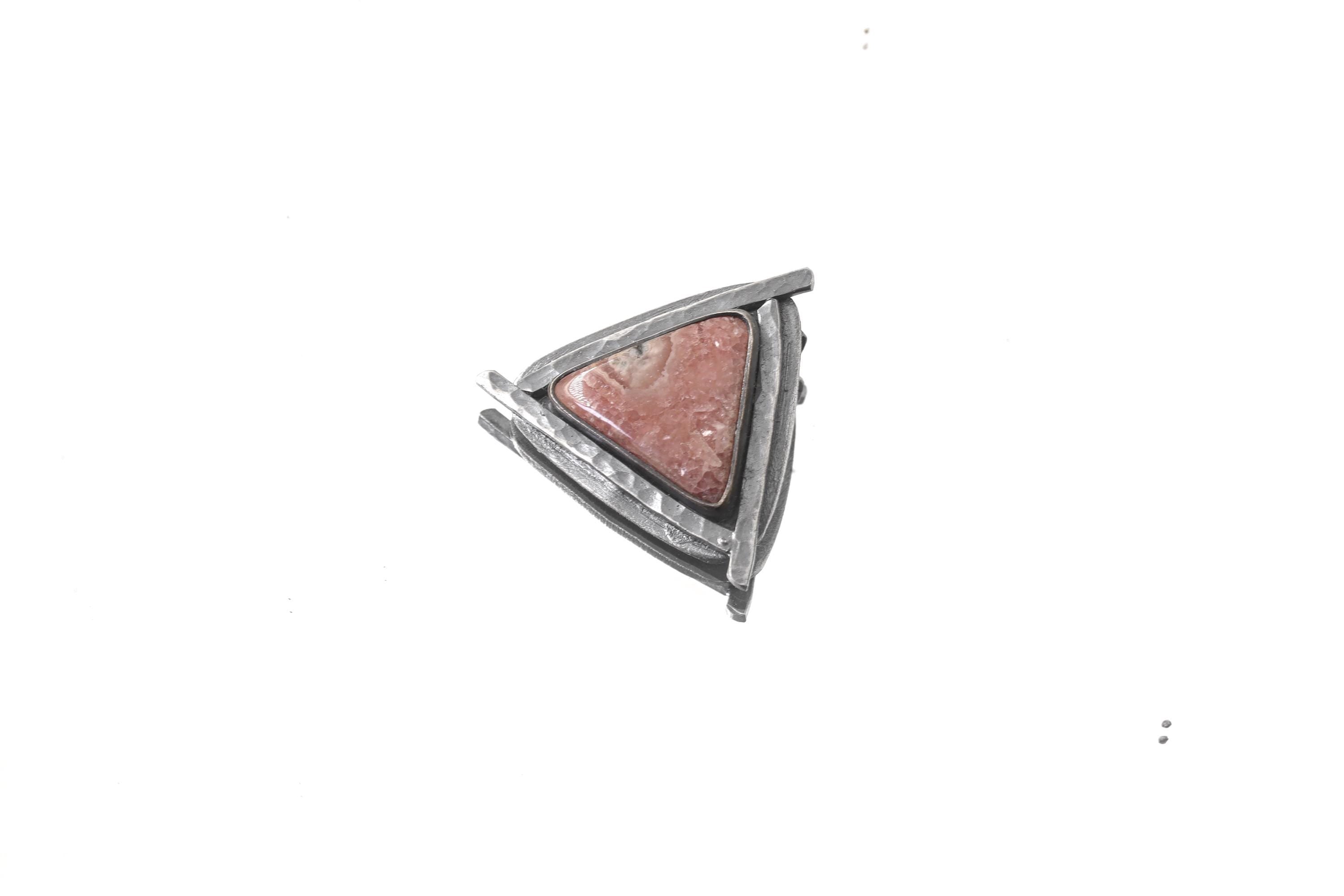 Oxidized Sterling Silver Rhodochrosite Pendant: Heart Chakra Healing