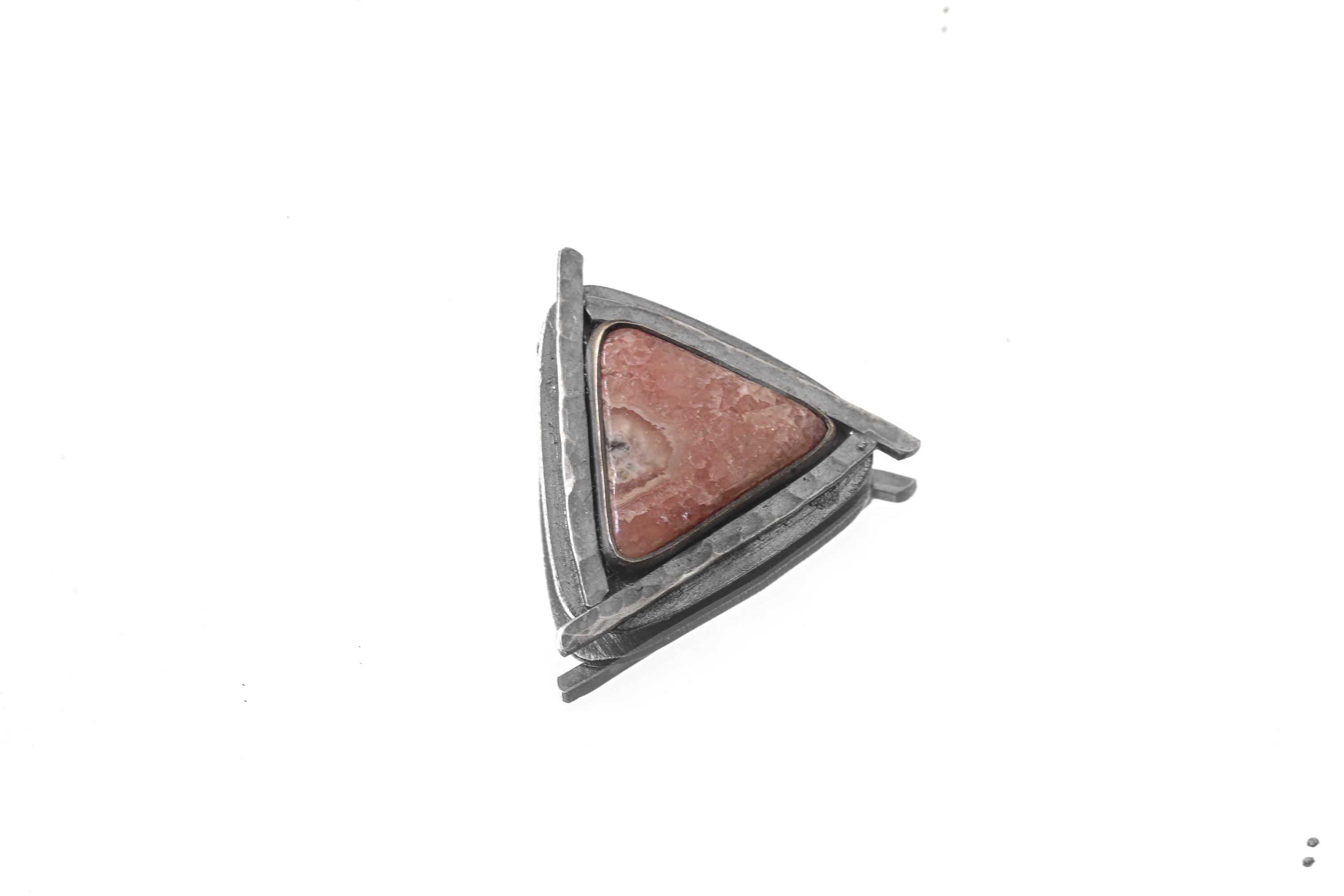 Oxidized Sterling Silver Rhodochrosite Pendant: Heart Chakra Healing