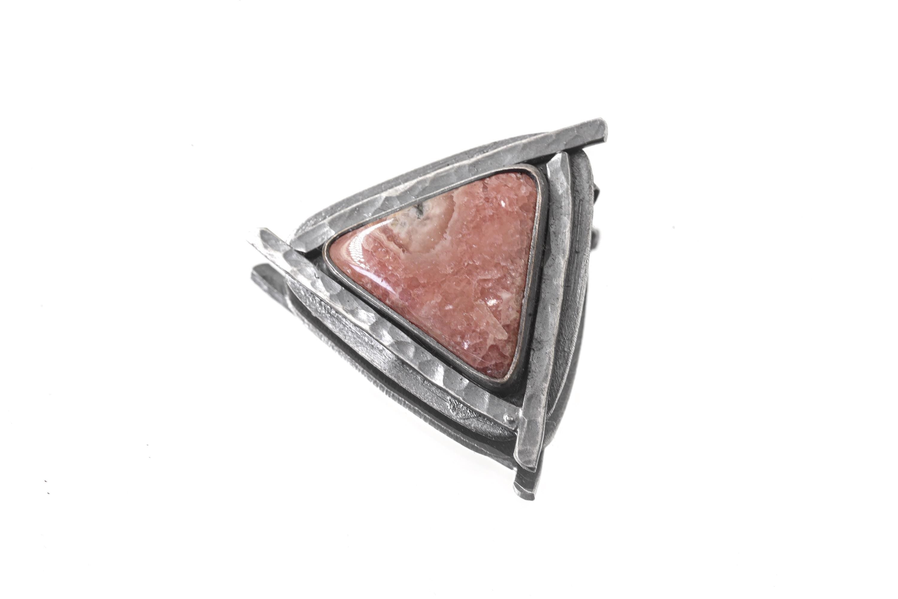 Oxidized Sterling Silver Rhodochrosite Pendant: Heart Chakra Healing