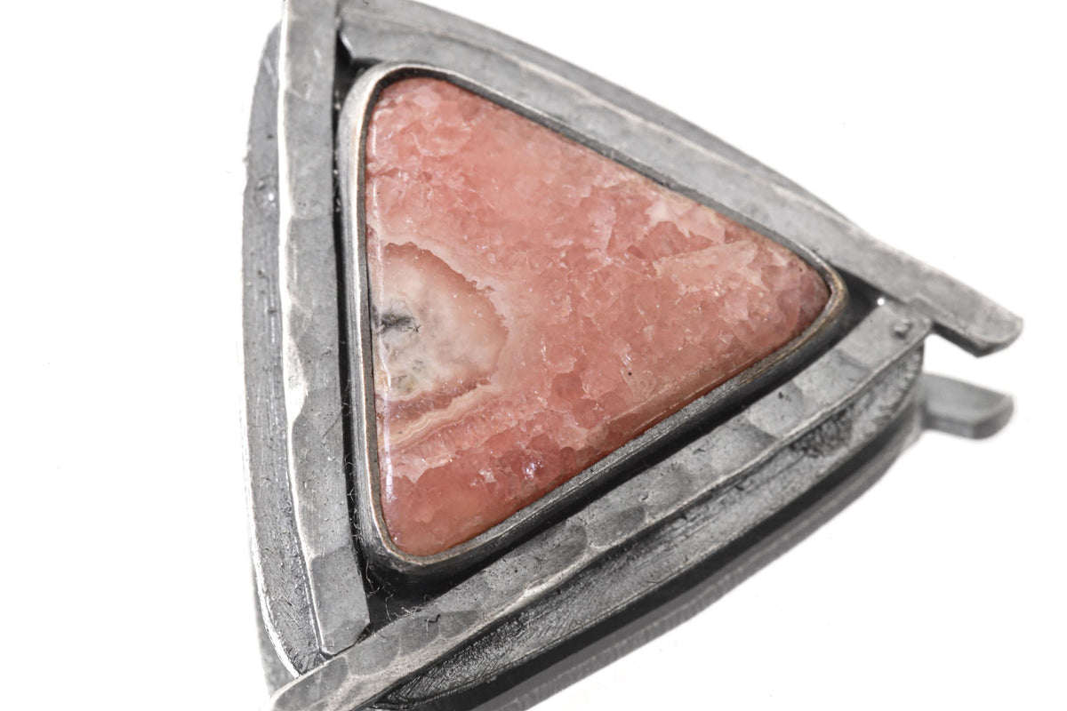 Oxidized Sterling Silver Rhodochrosite Pendant: Heart Chakra Healing