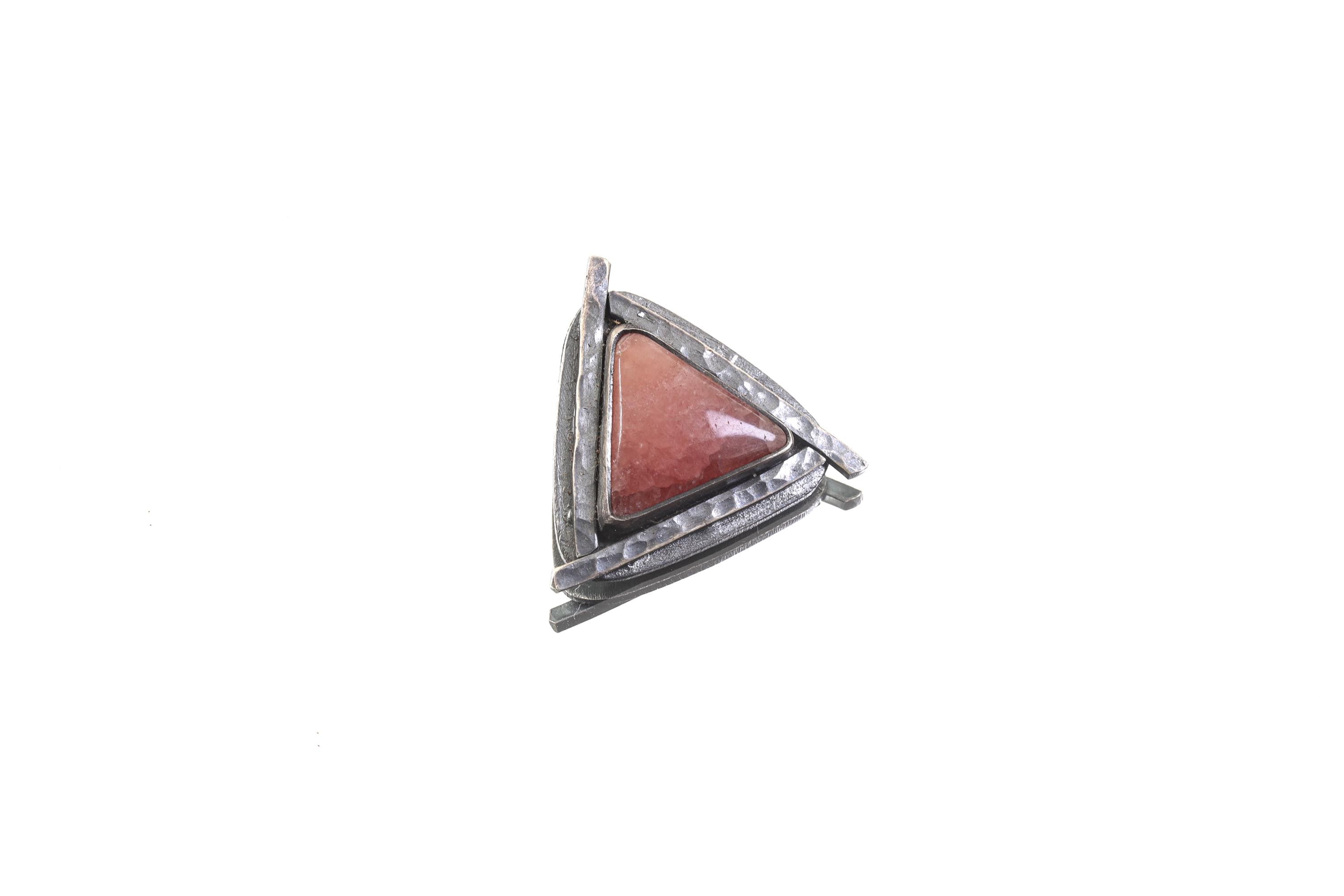 Oxidized Sterling Silver Rhodochrosite Pendant: Heart Chakra Gemstone