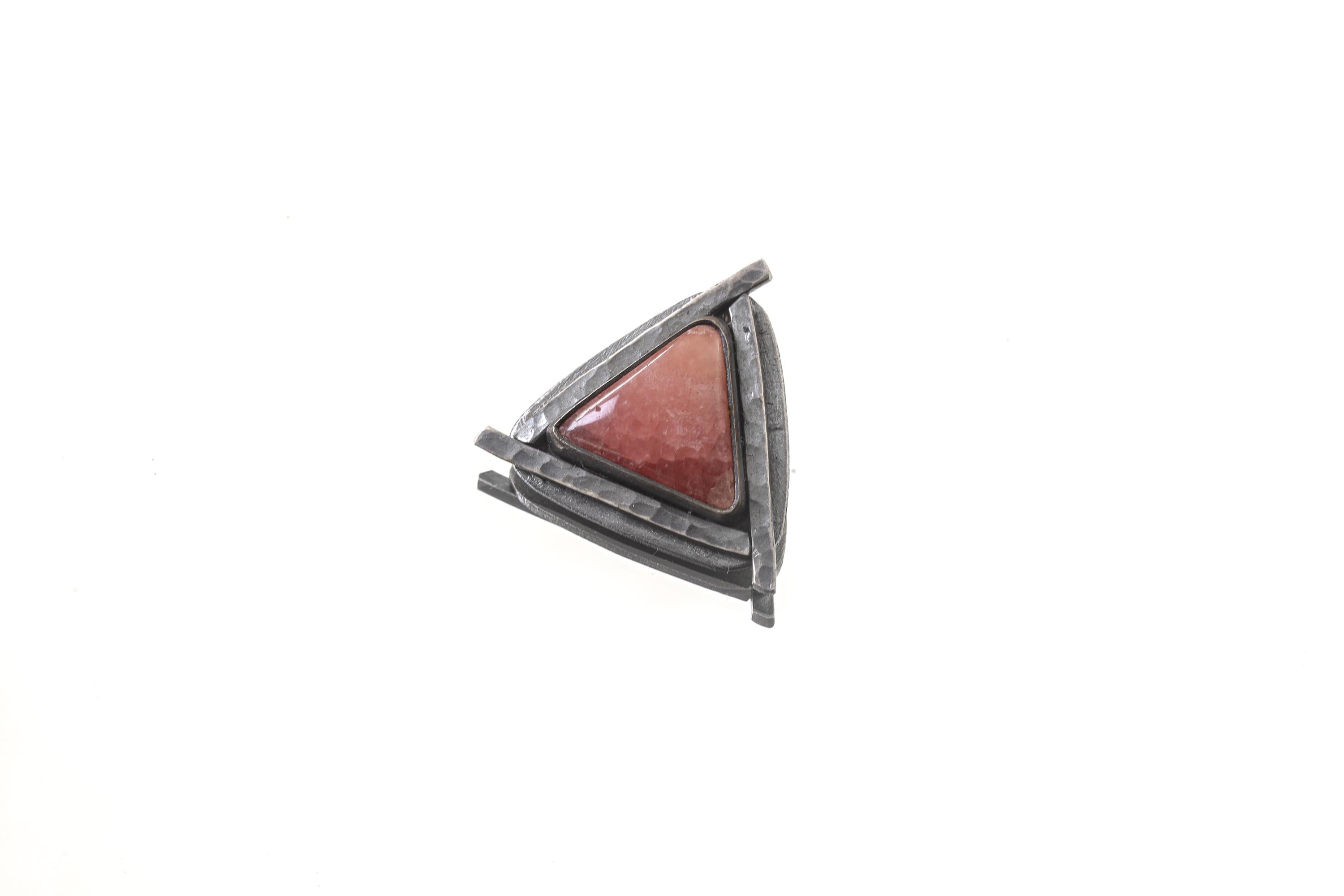 Oxidized Sterling Silver Rhodochrosite Pendant: Heart Chakra Gemstone