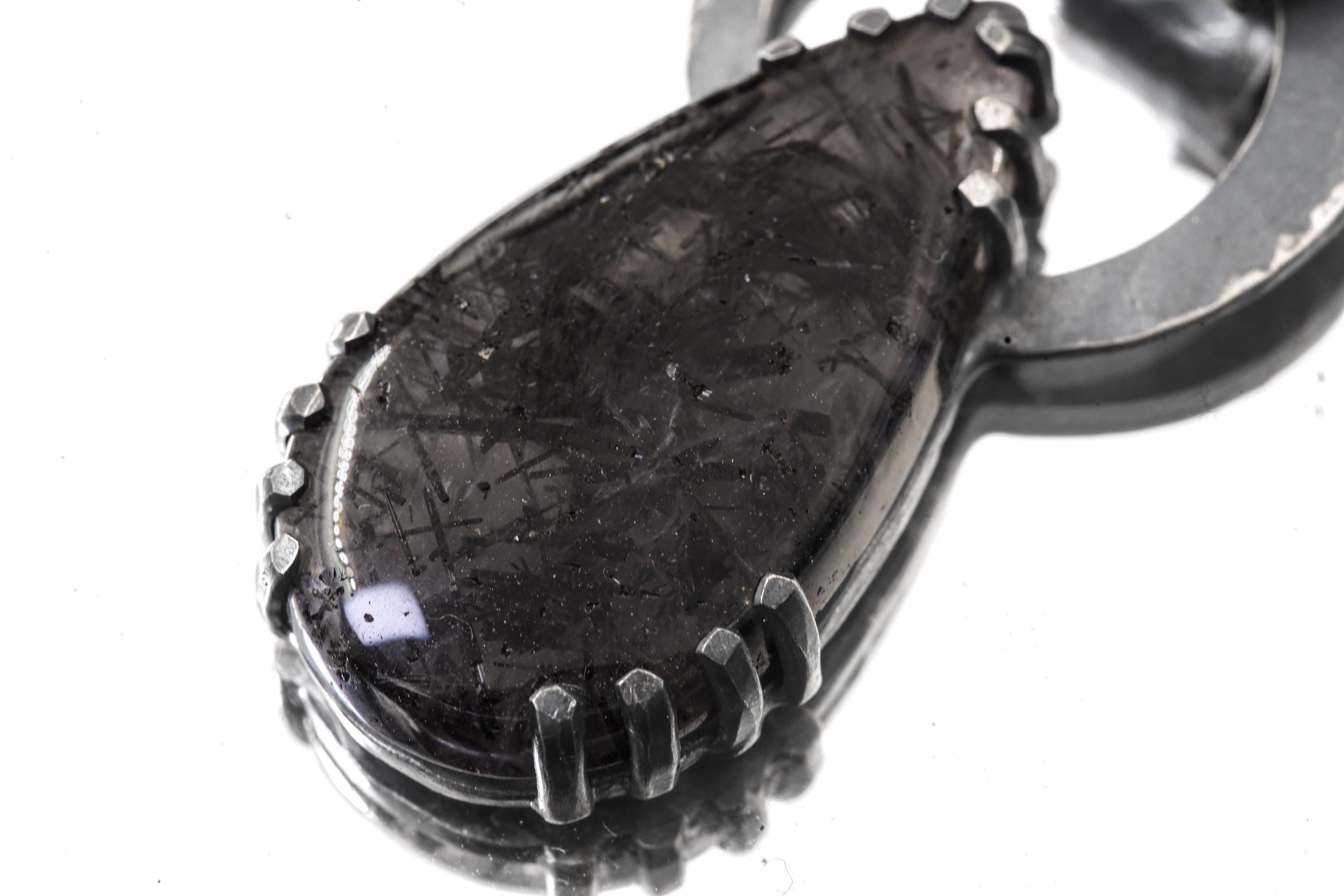 Raw Moonstone Black Rutile Pendant 925 Sterling Silver Oxidized Necklace Third Eye Crown Chakra Gift