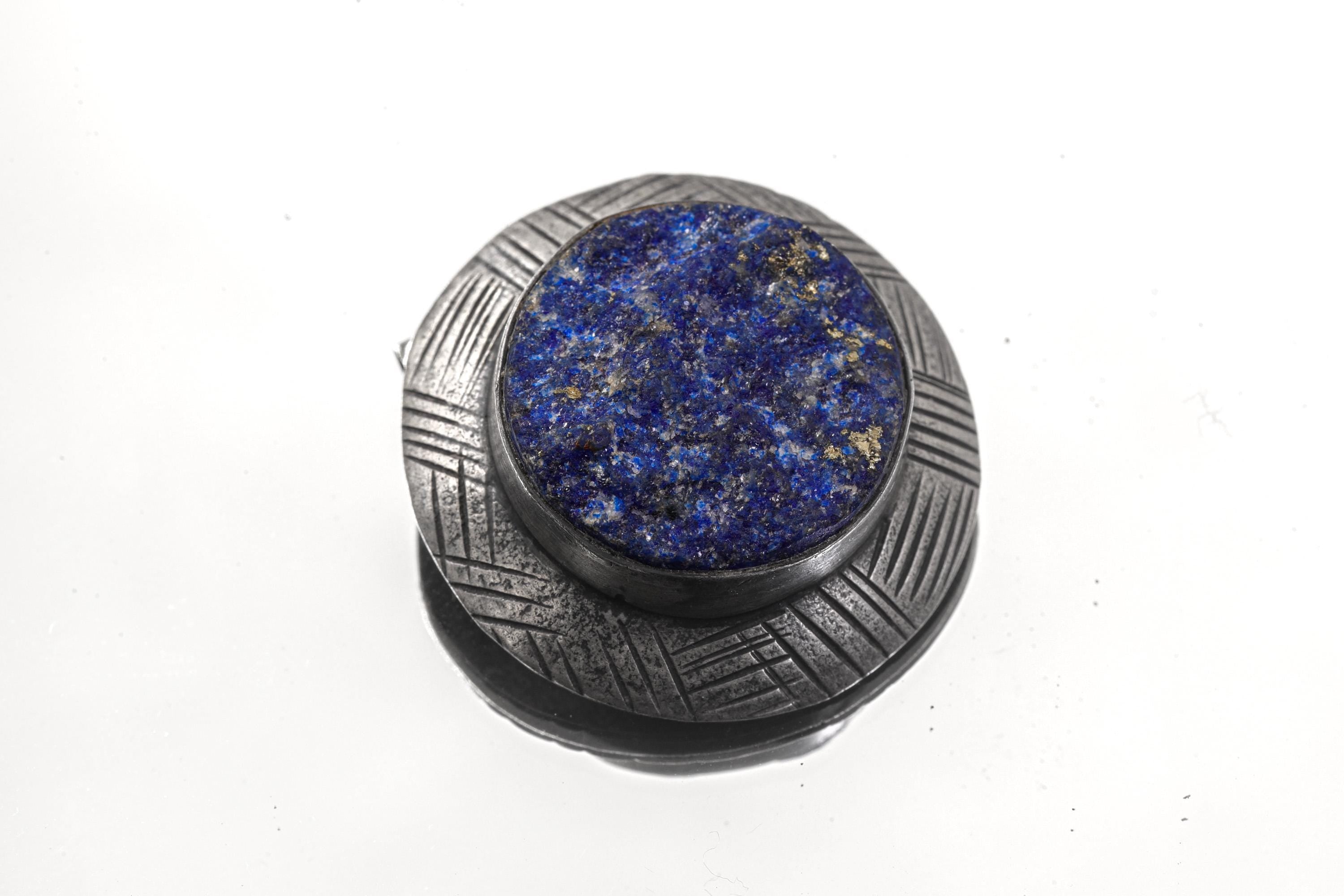 Lapis Lazuli Sterling Silver Shield Pendant: Artisan Third Eye Chakra Jewelry
