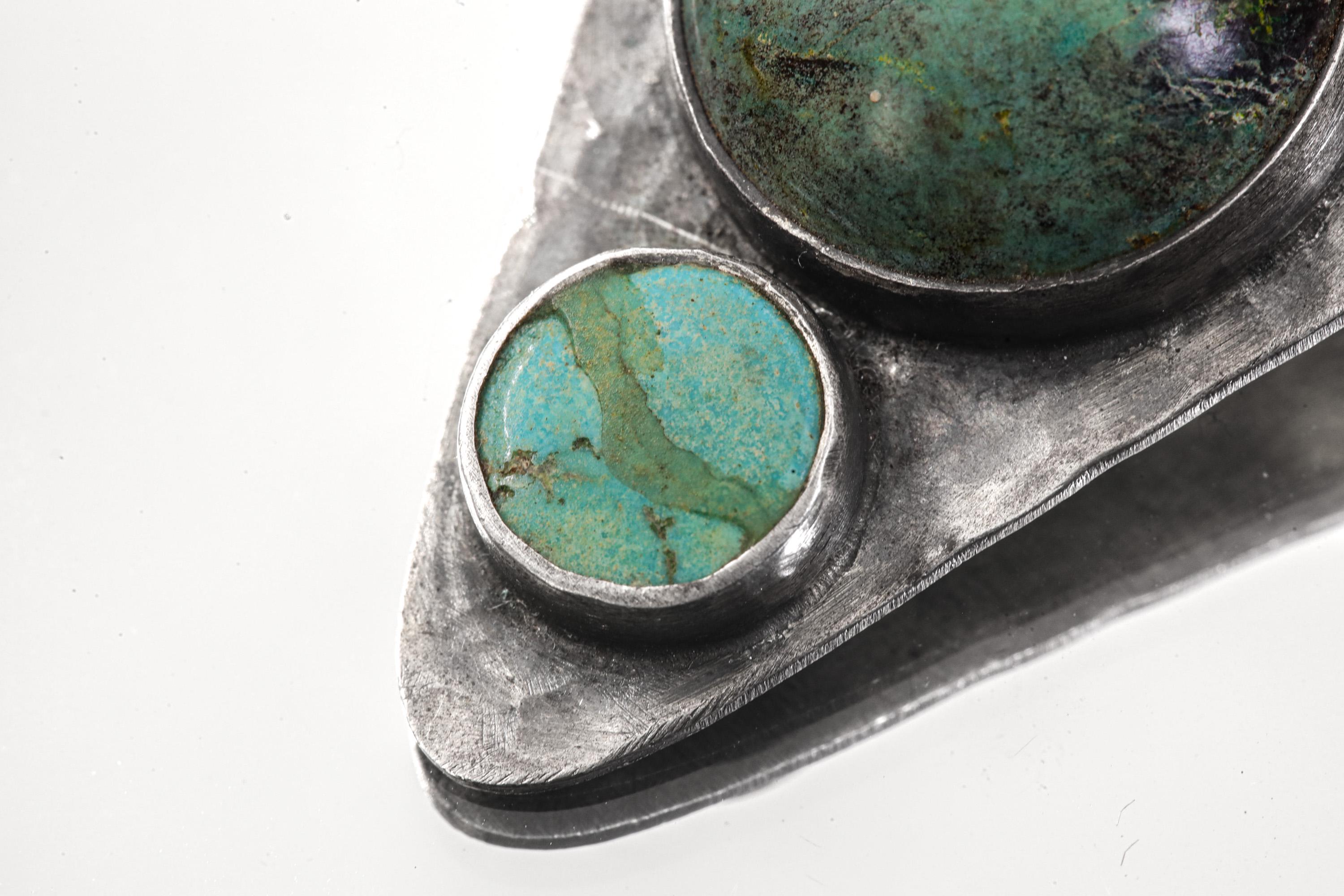 Hammered Turquoise Triangle Pendant: Oxidized Sterling Silver, Calming Chakra