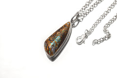 Boulder Opal Pendant: Australian Matrix Opal, 925 Silver Setting