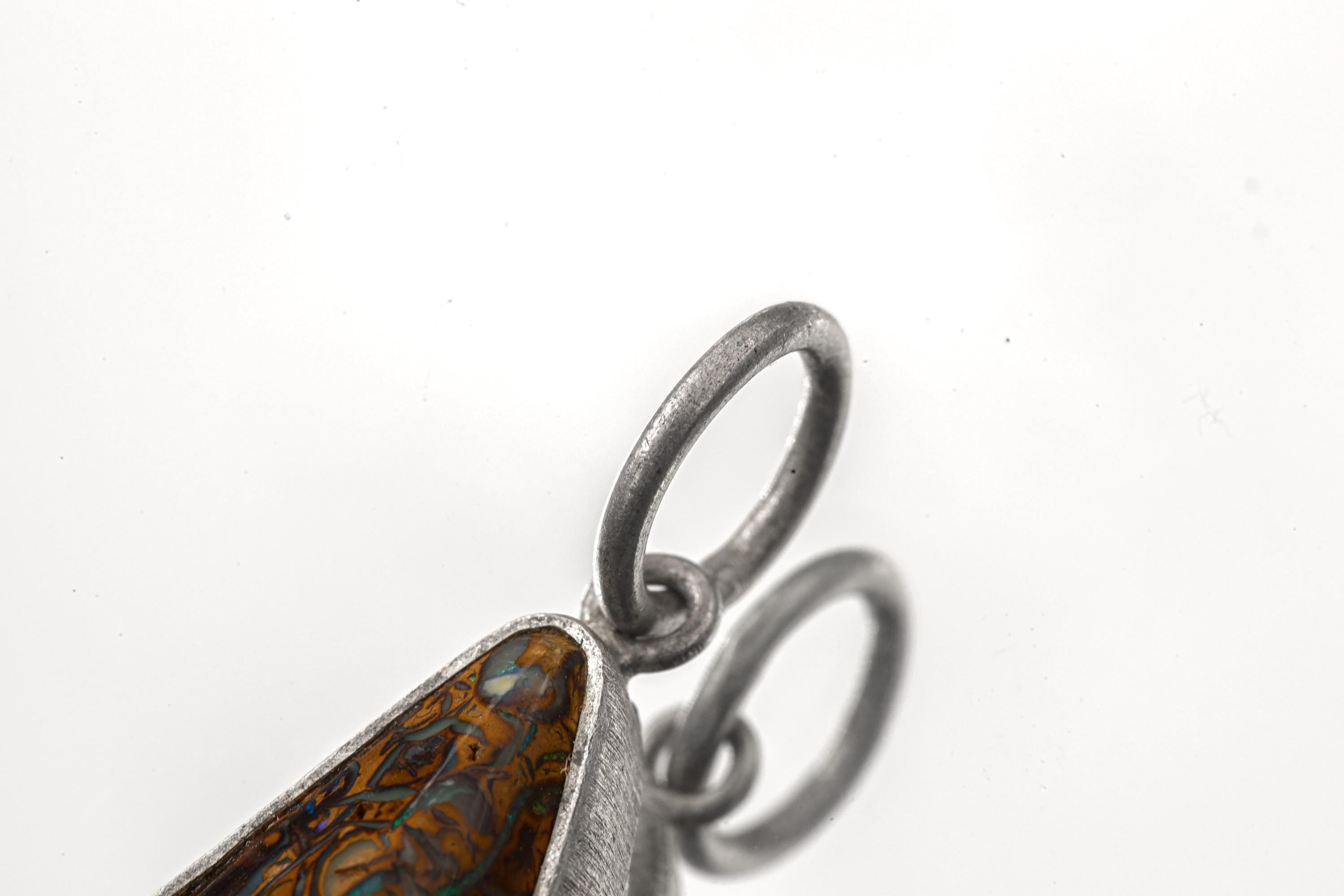 Boulder Opal Pendant: Australian Matrix Opal, 925 Silver Setting