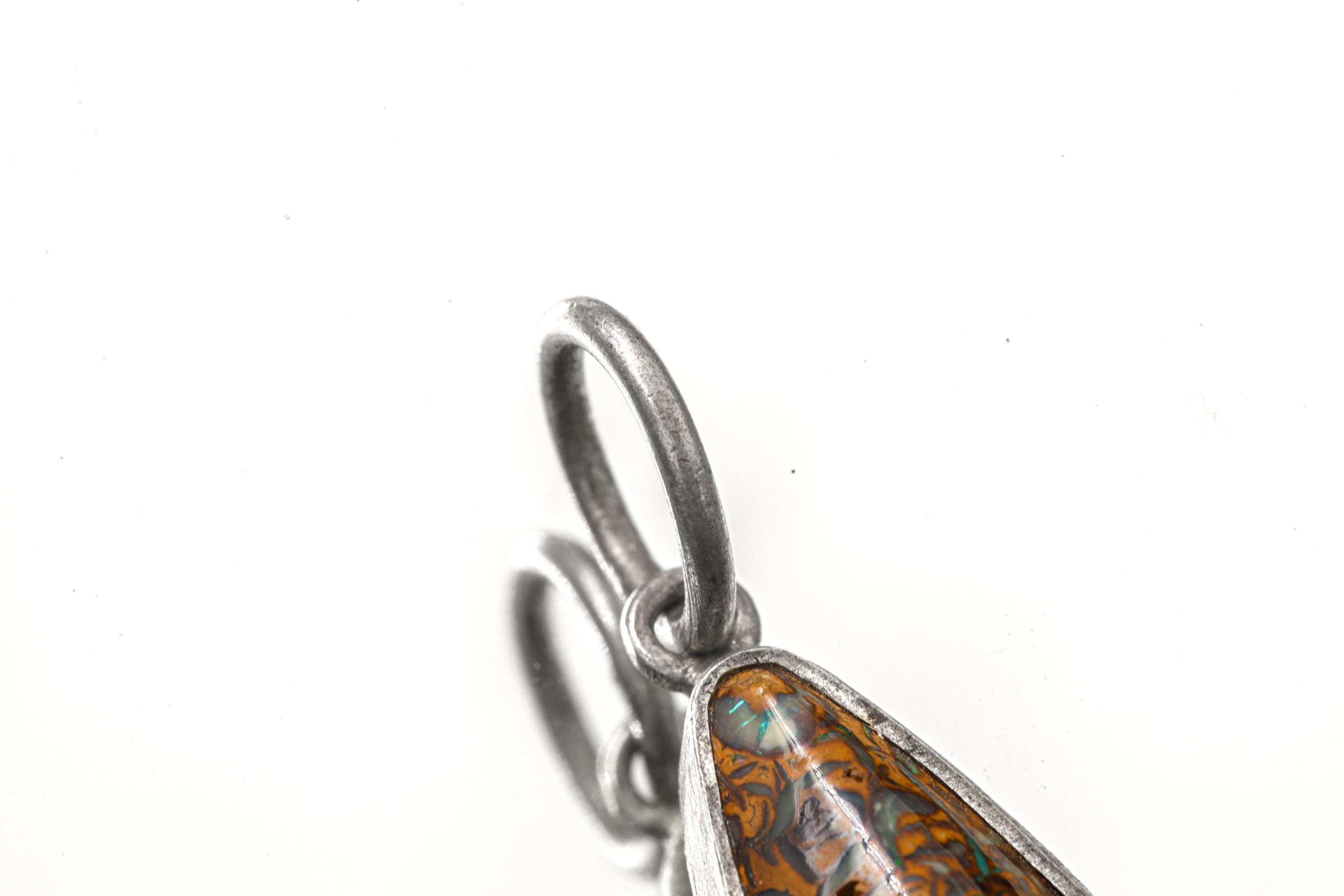 Boulder Opal Pendant: Australian Matrix Opal, 925 Silver Setting