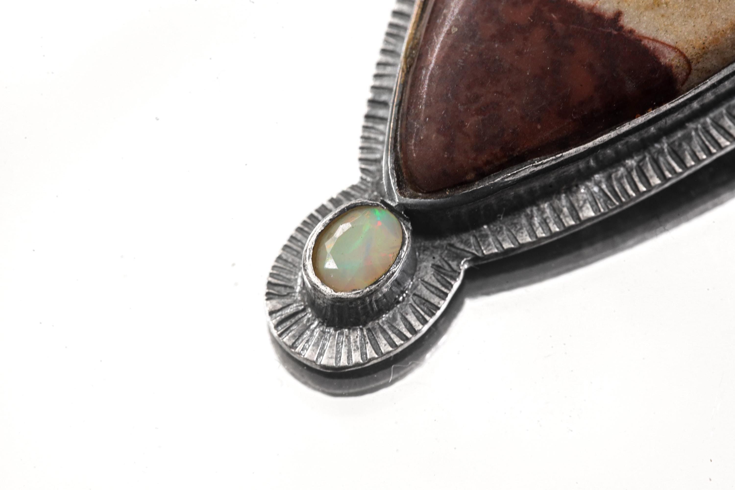 Mookaite Ethiopian Opal Pendant 925 Sterling Silver Sun Ray Necklace Root Crown Chakra Scorpio Leo Gift