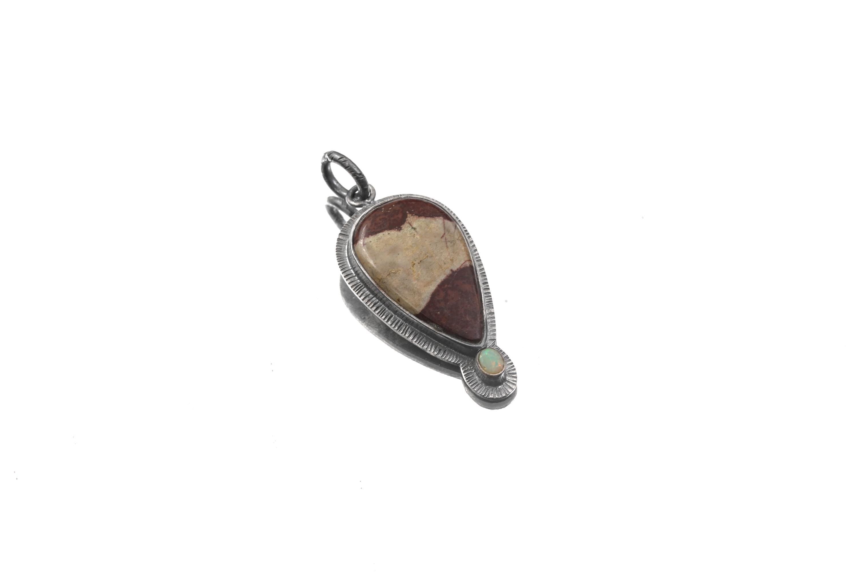 Mookaite Ethiopian Opal Pendant 925 Sterling Silver Sun Ray Necklace Root Crown Chakra Scorpio Leo Gift