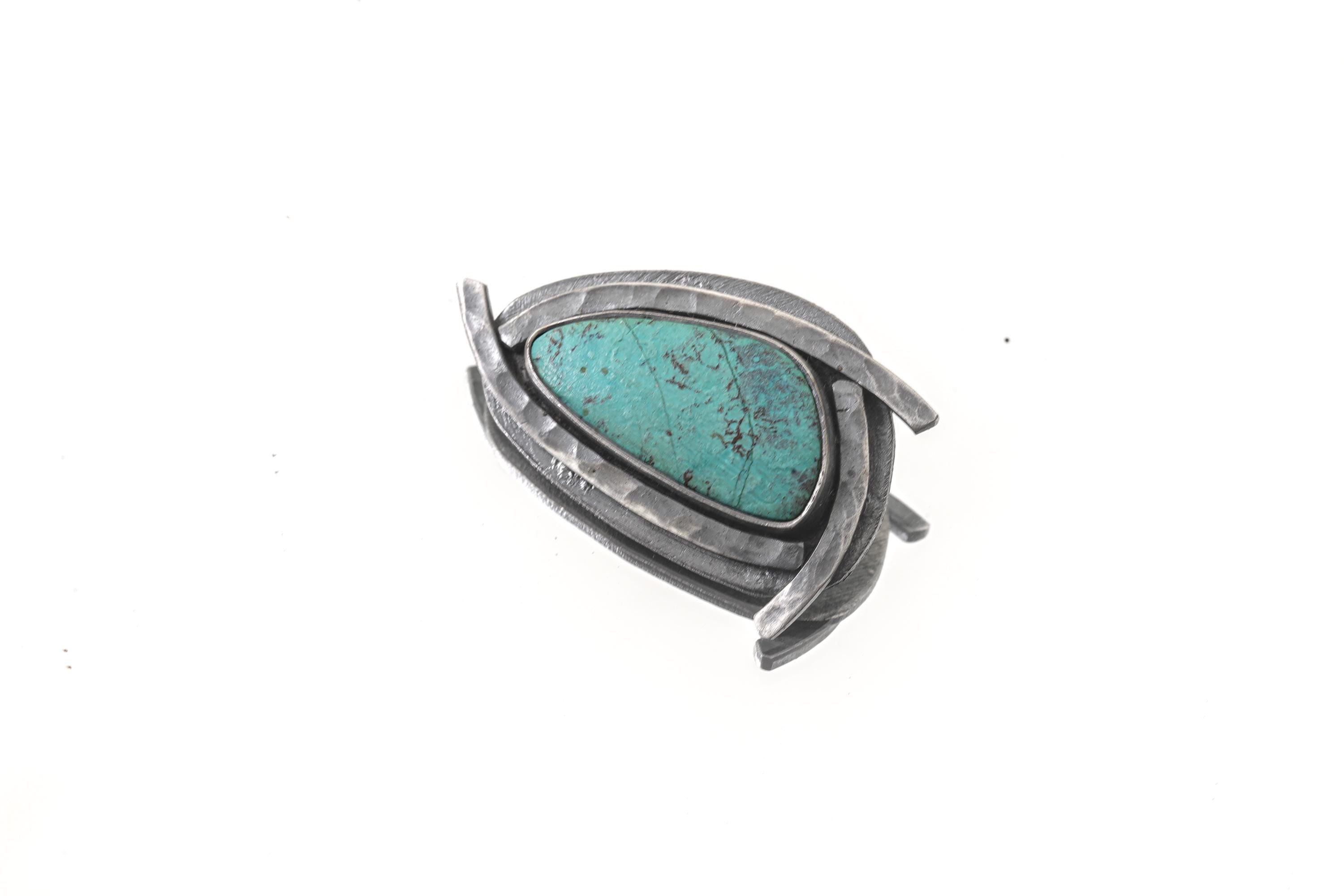 Chrysocolla Triangle Pendant: Oxidized Sterling Silver, Gemini Zodiac