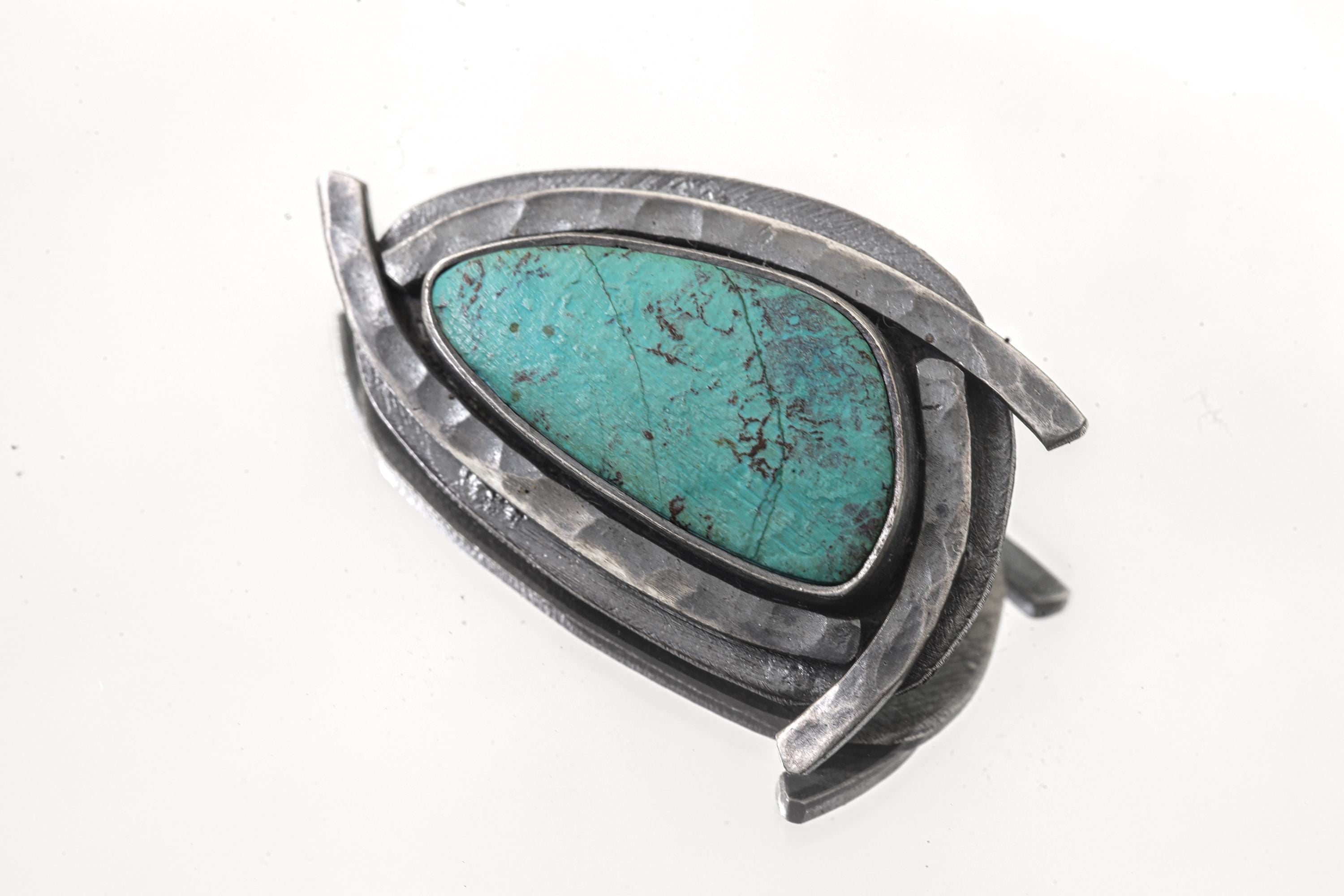 Chrysocolla Triangle Pendant: Oxidized Sterling Silver, Gemini Zodiac