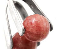Rotating Rhodochrosite Orb Sphere - Sterling Silver Pendant - Shiny Finish