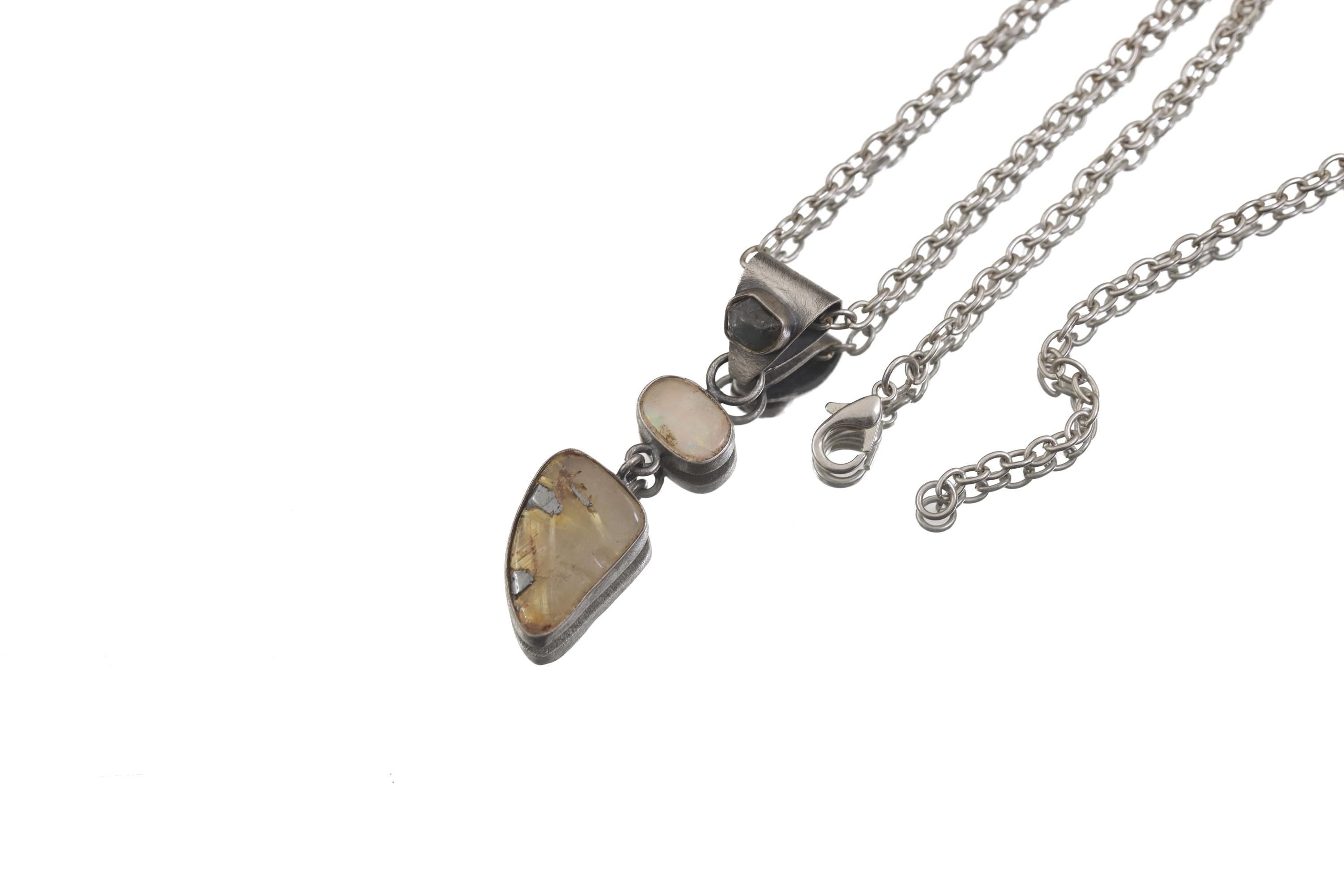 Matrix Turquoise Pendant 925 Silver Double Stone Marquise Cabochon Necklace Sagittarius Throat Chakra Gift