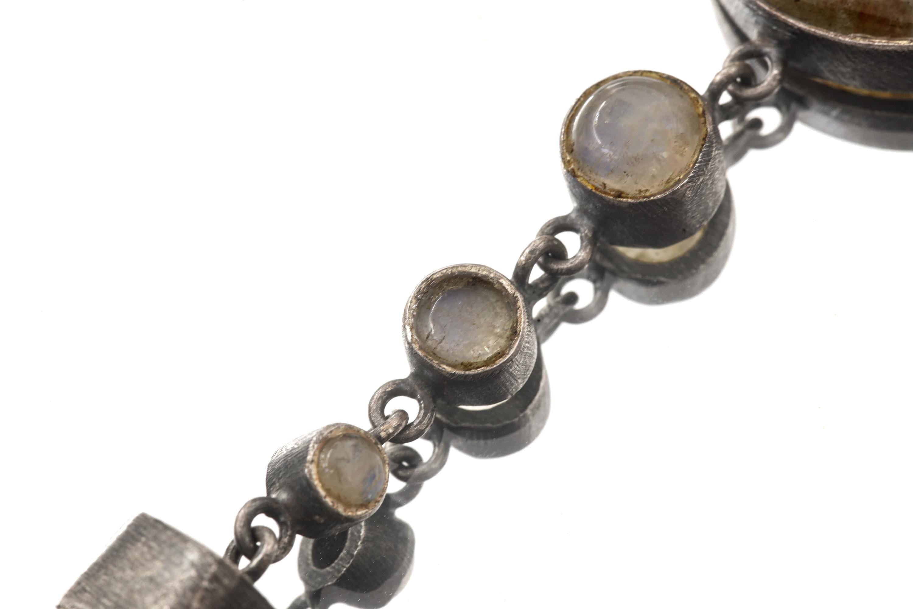 Ethiopian Opal Labradorite Moonstone Quartz Pendant 925 Silver Celestial Necklace Crown Third Eye Gift