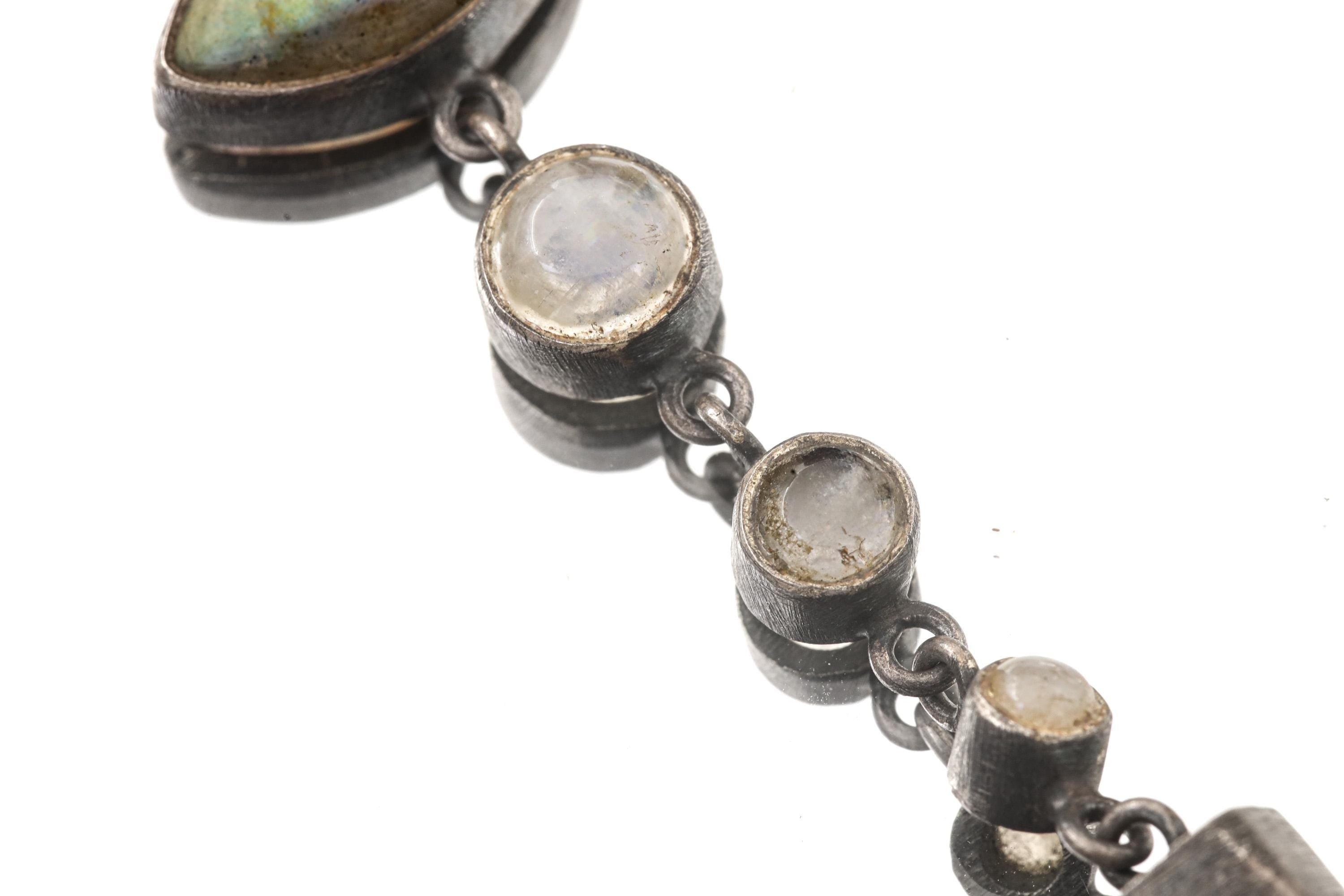 Sterling Silver Celestial Pendant: Opal, Labradorite, Moonstone & Quartz