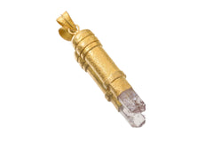 Vera Cruz Amethyst Quartz Locket: Gold Plated Sterling Silver Stash Urn Pendant