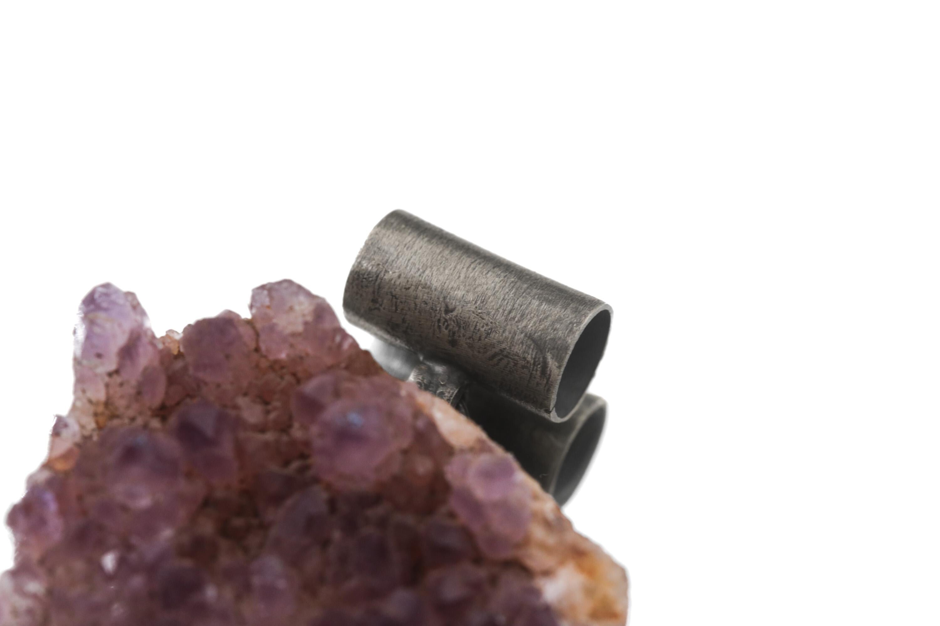 Raw Amethyst Druzy Pendant, Oxidized Sterling Silver, Natural Crystal Necklace