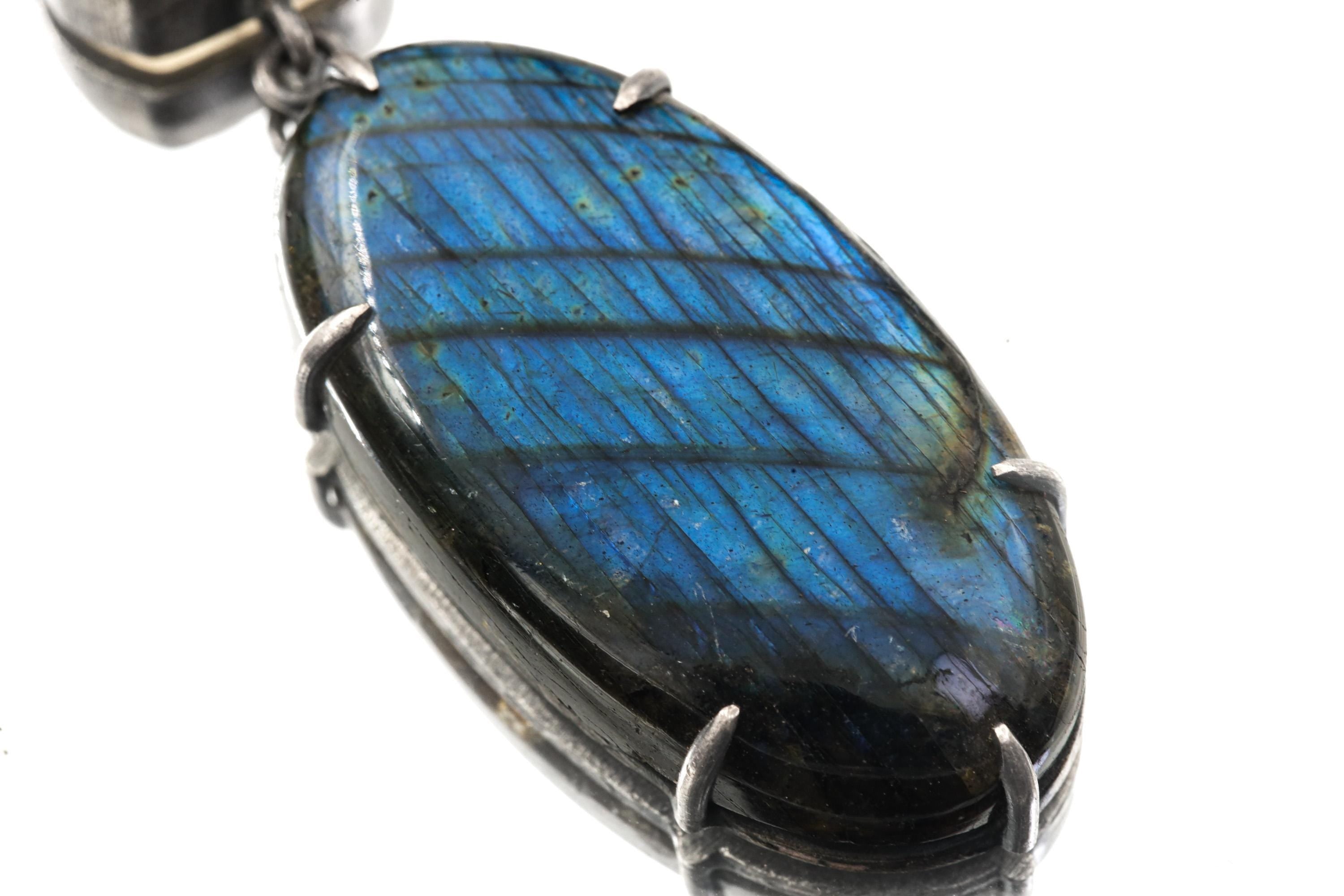 Ethiopian Opal Moonstone Labradorite Pendant: Sterling Silver Celestial Jewelry