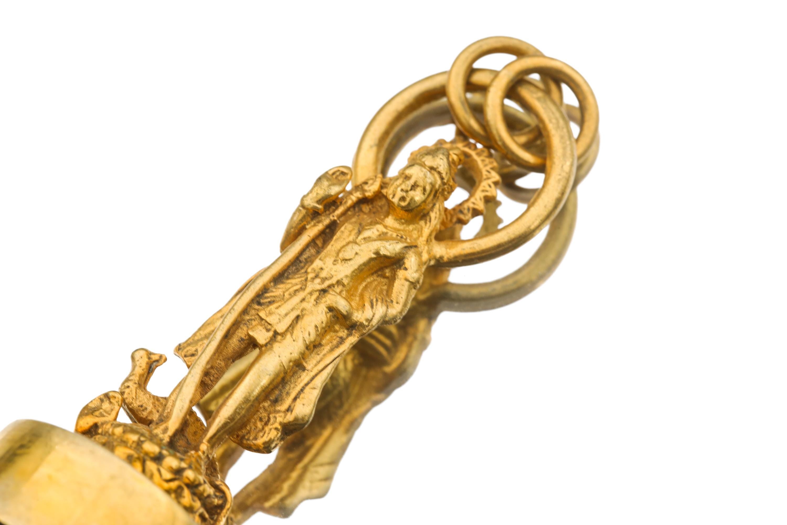 Gold Plated Shiva Talisman Pendant: Cow Horn Spiritual Jewelry