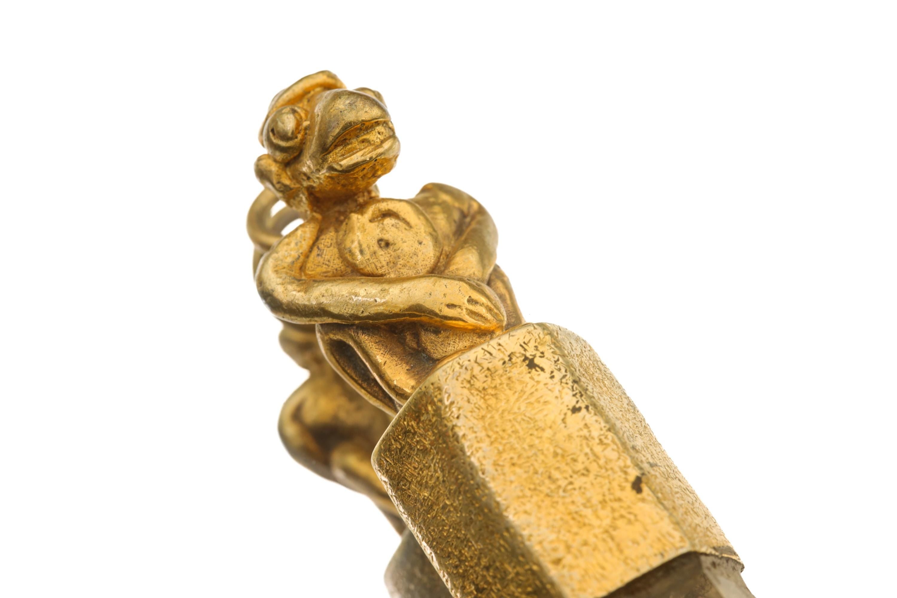 Gold-Plated Monkey Talisman Pendant: Lemurian Quartz, Crown Chakra
