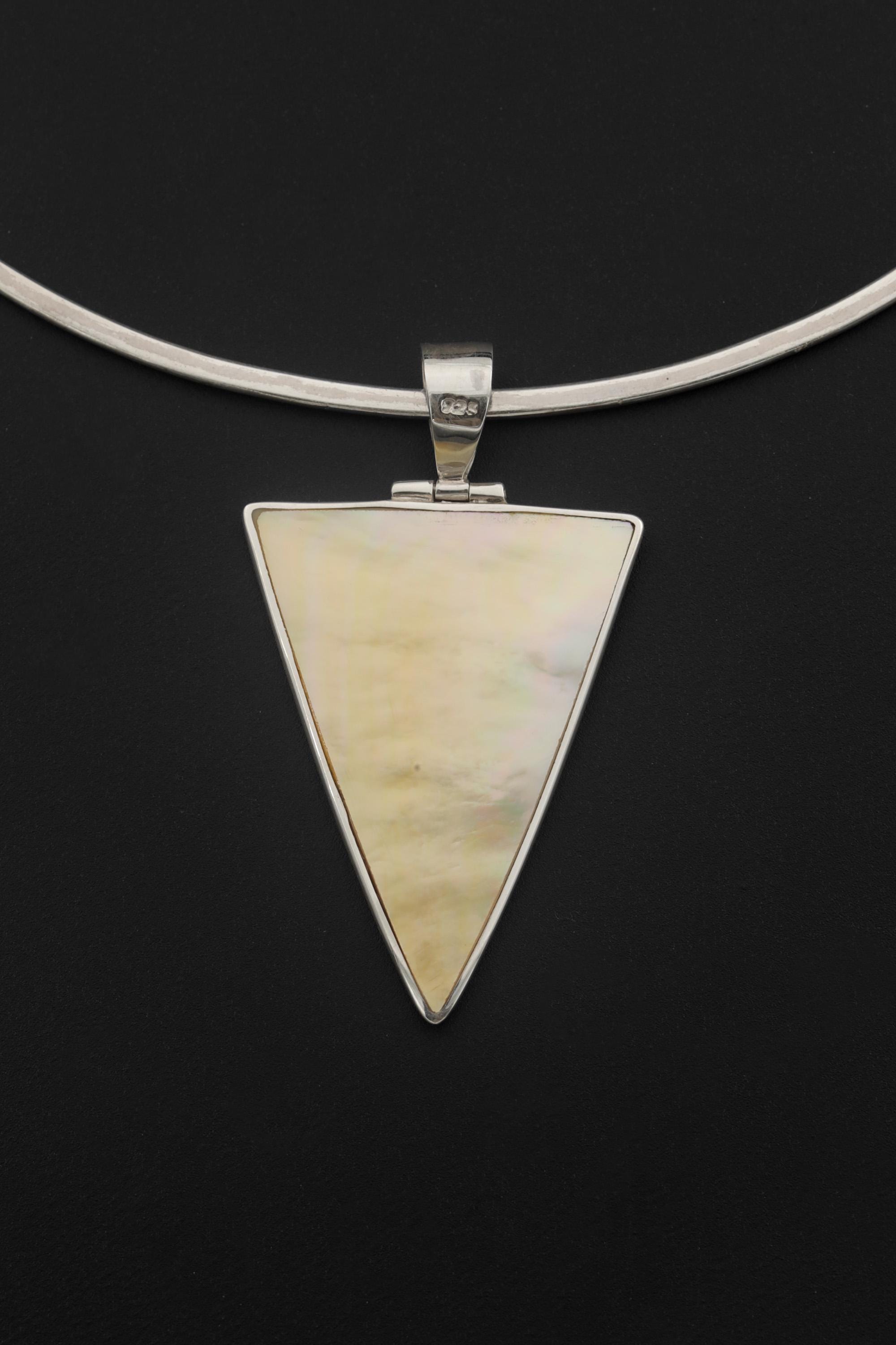Triangular Mother of Pearl Pendant 925 Sterling Silver Shell Necklace Charm Ocean Jewelry Gift