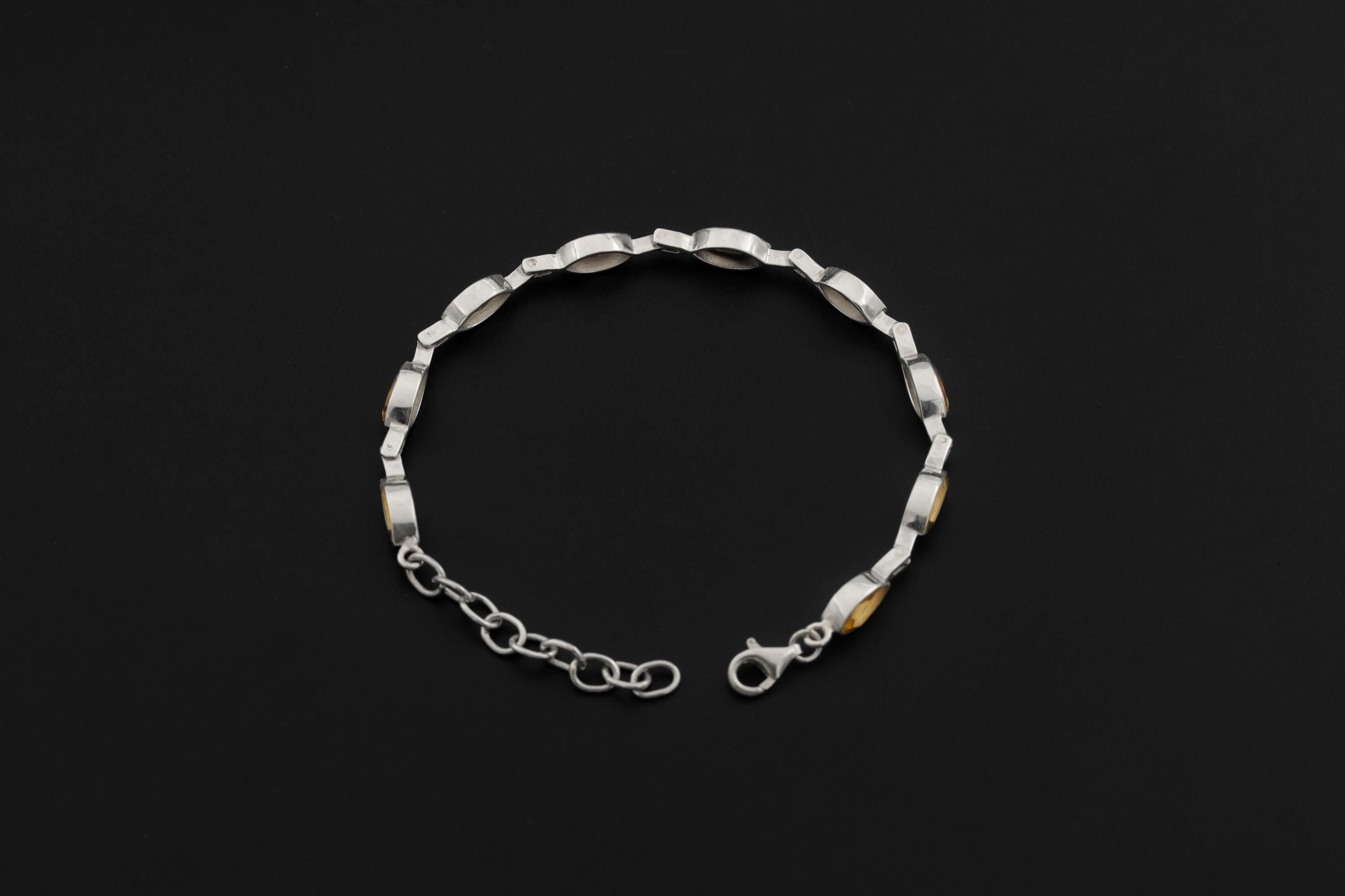 Citrine Bracelet 925 Sterling Silver Natural Non Heat Treated Faceted Marquise Gemstone Solar Plexus Chakra Jewelry Gift