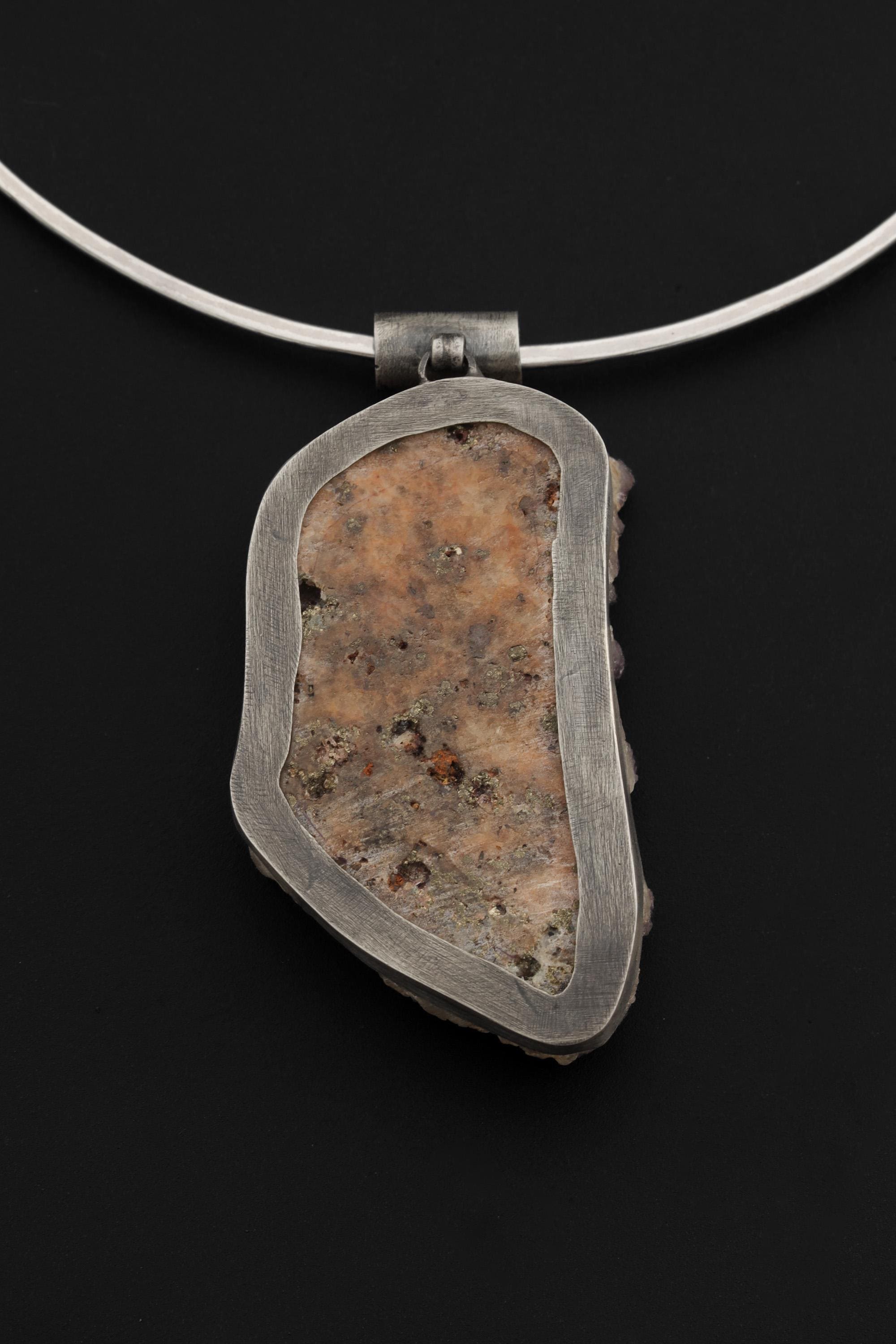 Raw Amethyst Druzy Pendant, Oxidized Sterling Silver, Natural Crystal Necklace