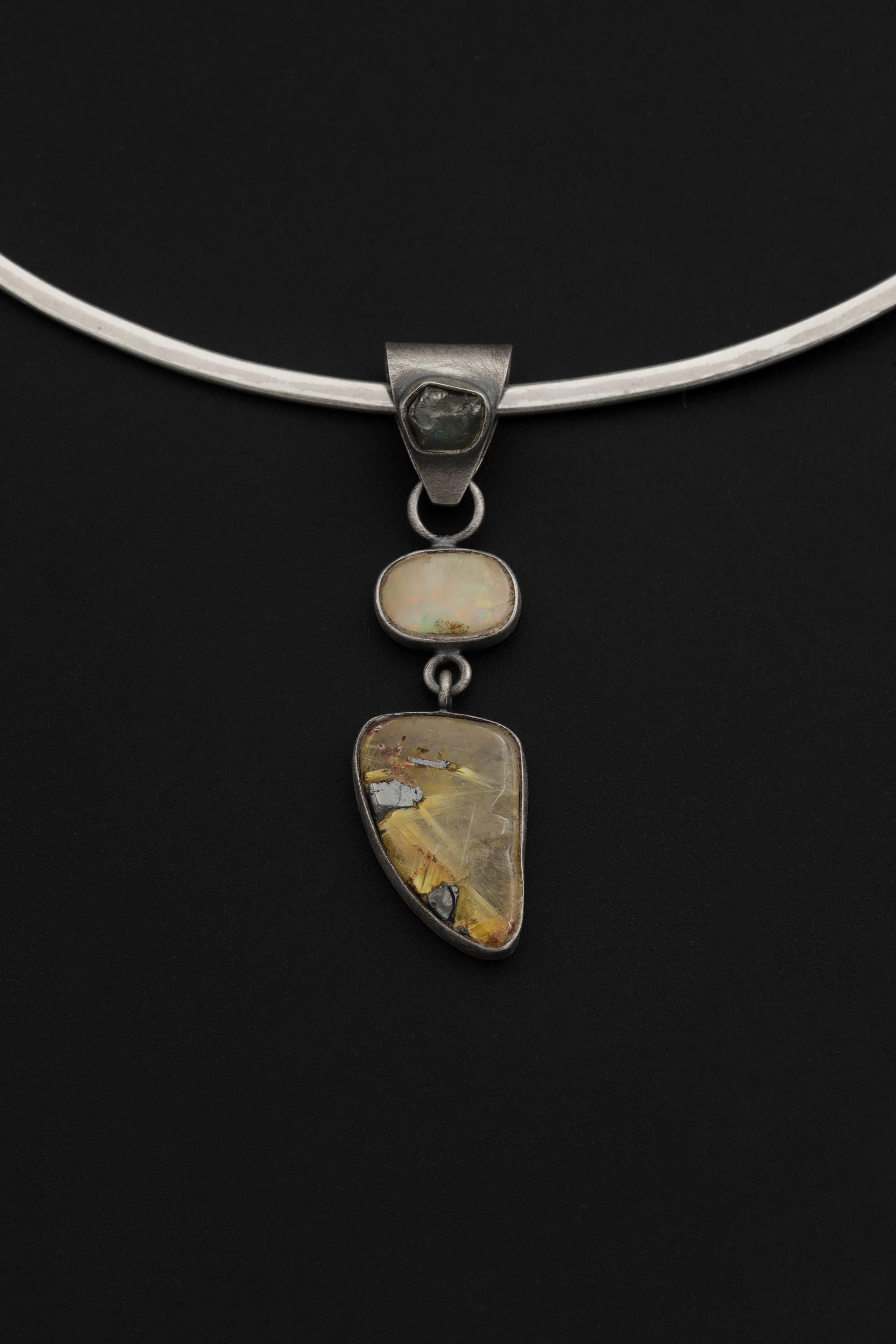 Matrix Turquoise Pendant 925 Silver Double Stone Marquise Cabochon Necklace Sagittarius Throat Chakra Gift
