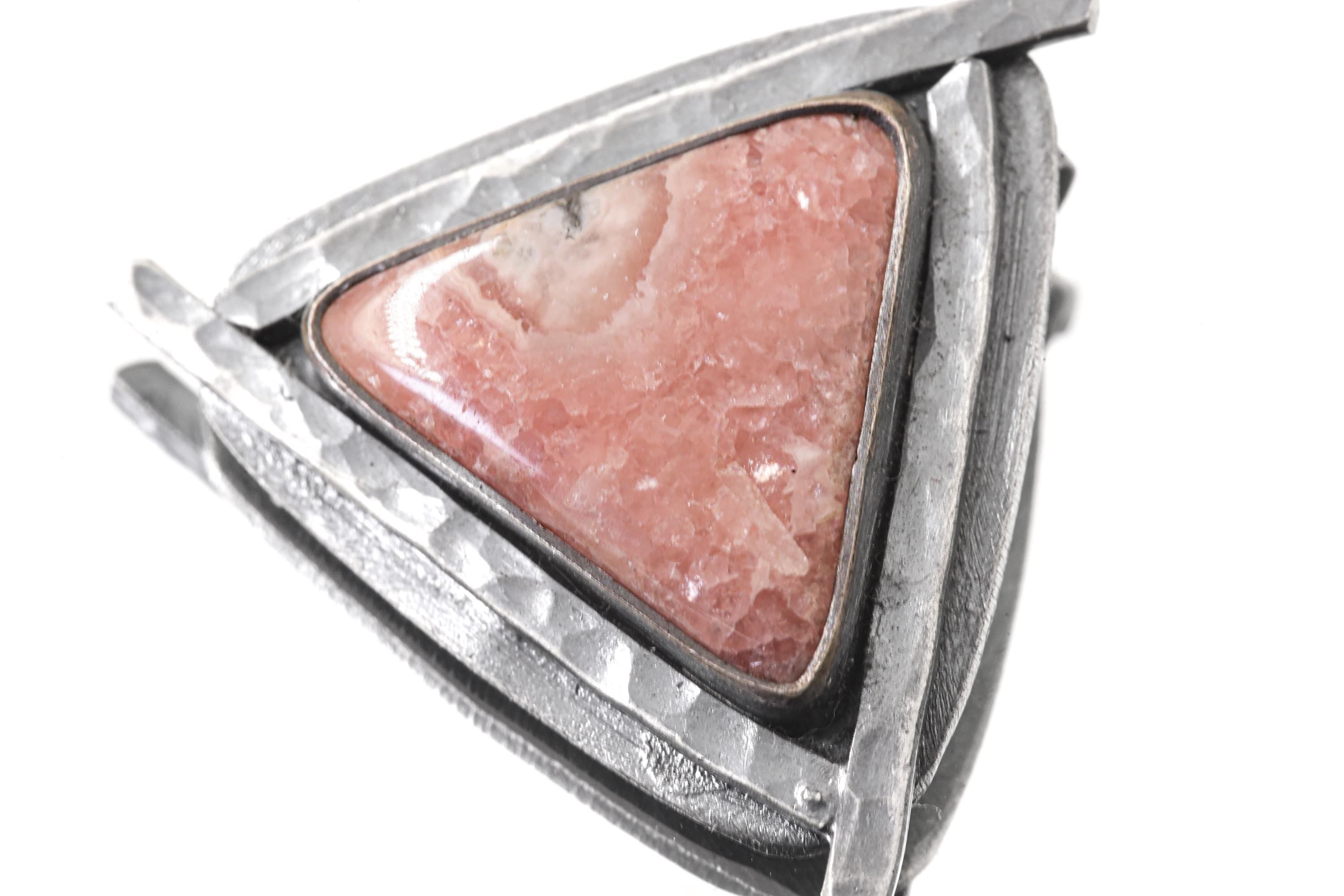 Oxidized Sterling Silver Rhodochrosite Pendant: Heart Chakra Healing