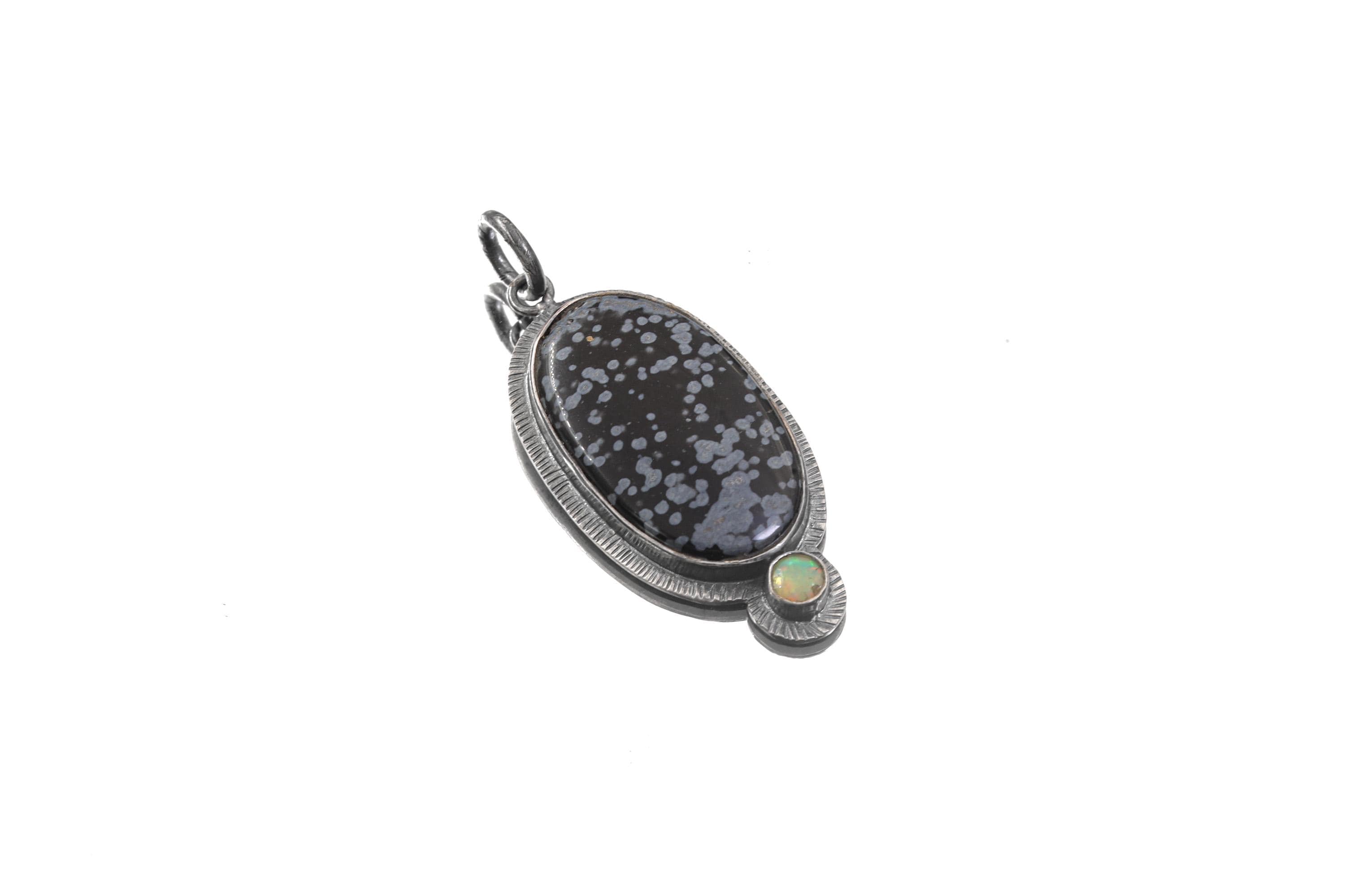 Dalmatian Jasper Ethiopian Opal Pendant 925 Sterling Silver Sun Ray Necklace Root Crown Chakra Gift
