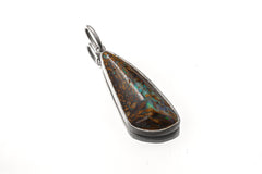Boulder Opal Pendant: Australian Matrix Opal, 925 Silver Setting