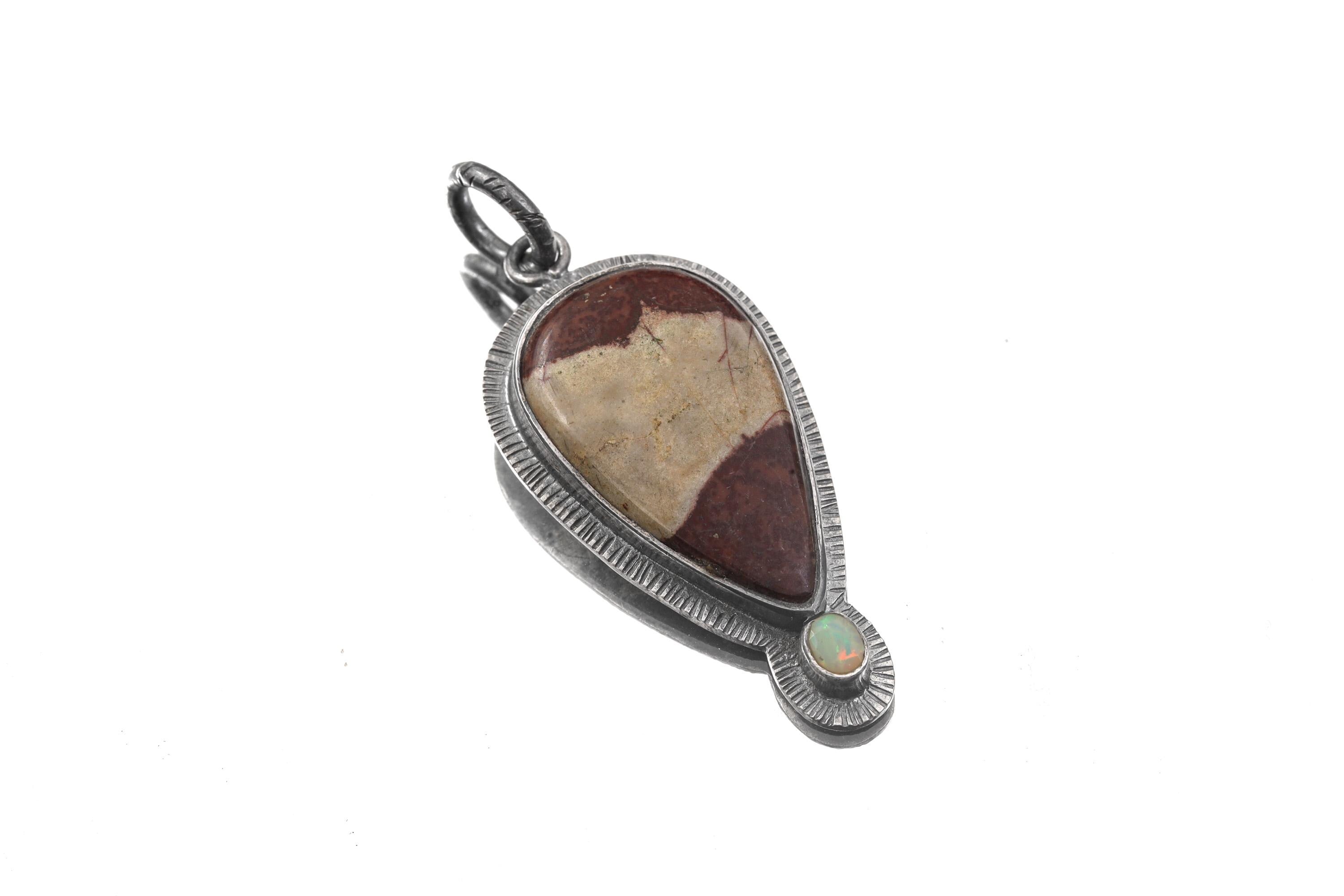 Mookaite Ethiopian Opal Pendant 925 Sterling Silver Sun Ray Necklace Root Crown Chakra Scorpio Leo Gift