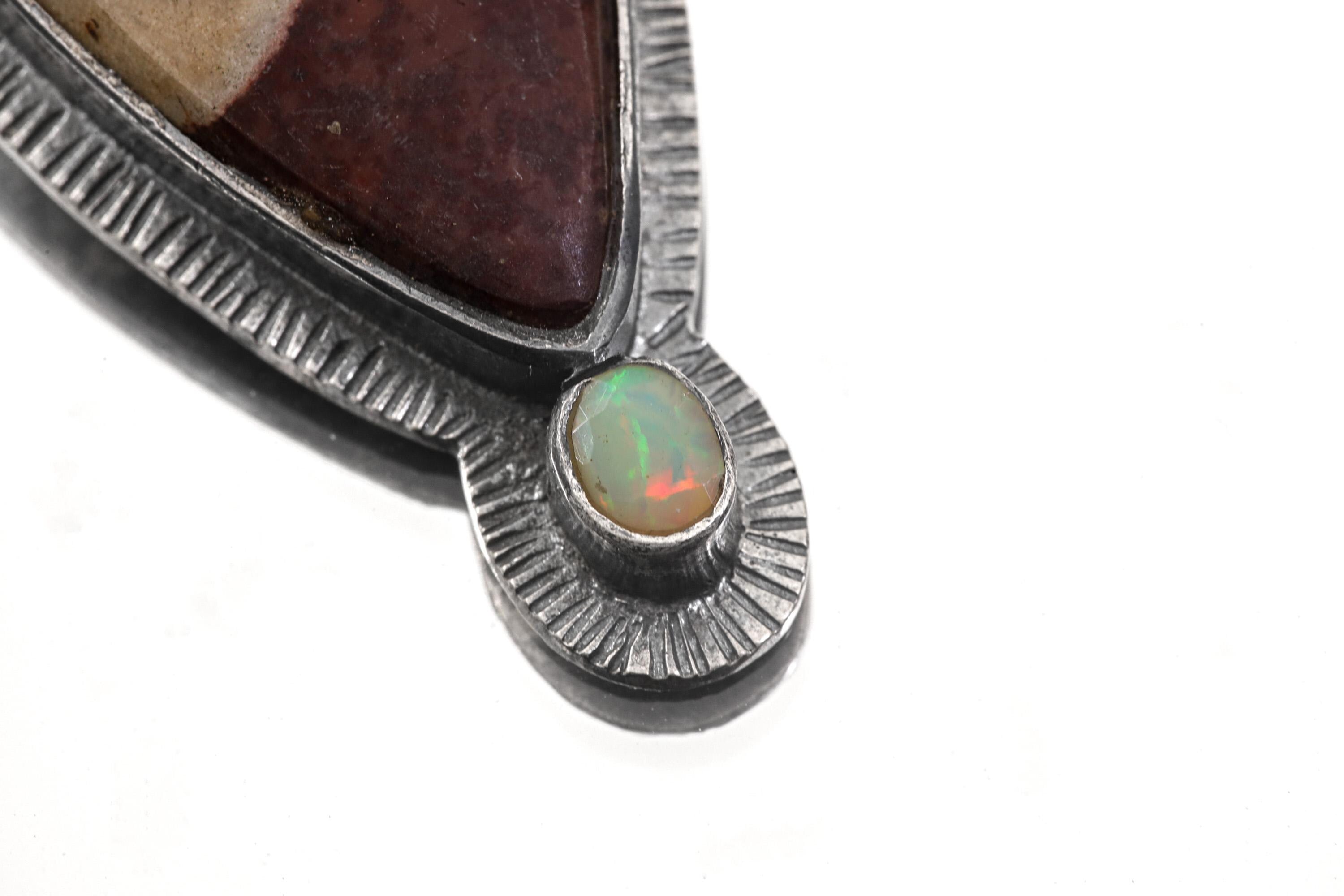 Mookaite Ethiopian Opal Pendant 925 Sterling Silver Sun Ray Necklace Root Crown Chakra Scorpio Leo Gift