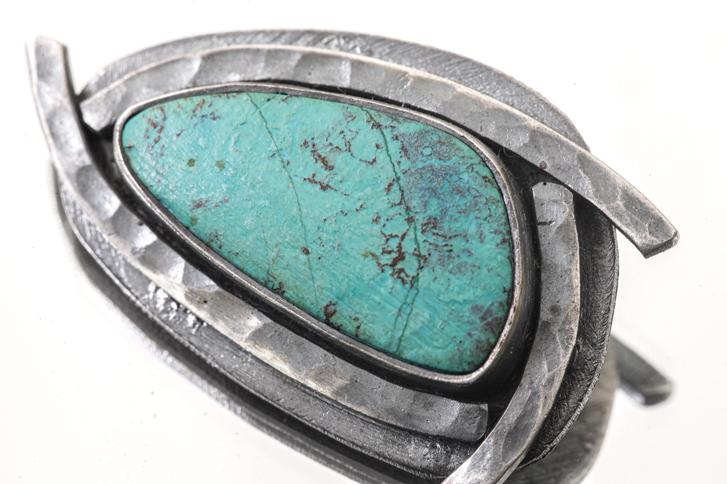 Chrysocolla Triangle Pendant: Oxidized Sterling Silver, Gemini Zodiac